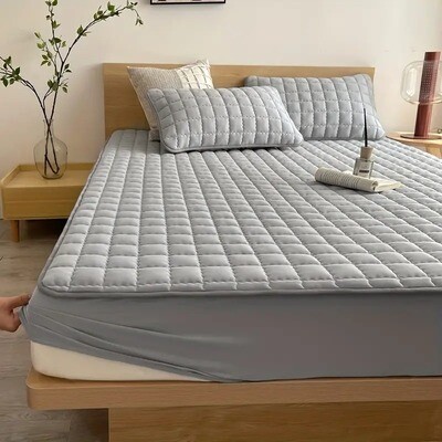 Quilted Waterproof Mattress Protector (Without Pillow And Core), Soft Comfortable Solid Color Bedding Mattress Cover