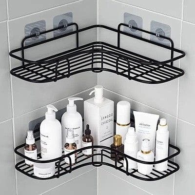 Punch-free Shower Corner Caddy, Toilet Corner Shelf, Toiletry Rack, Washroom Triangle Storage Rack