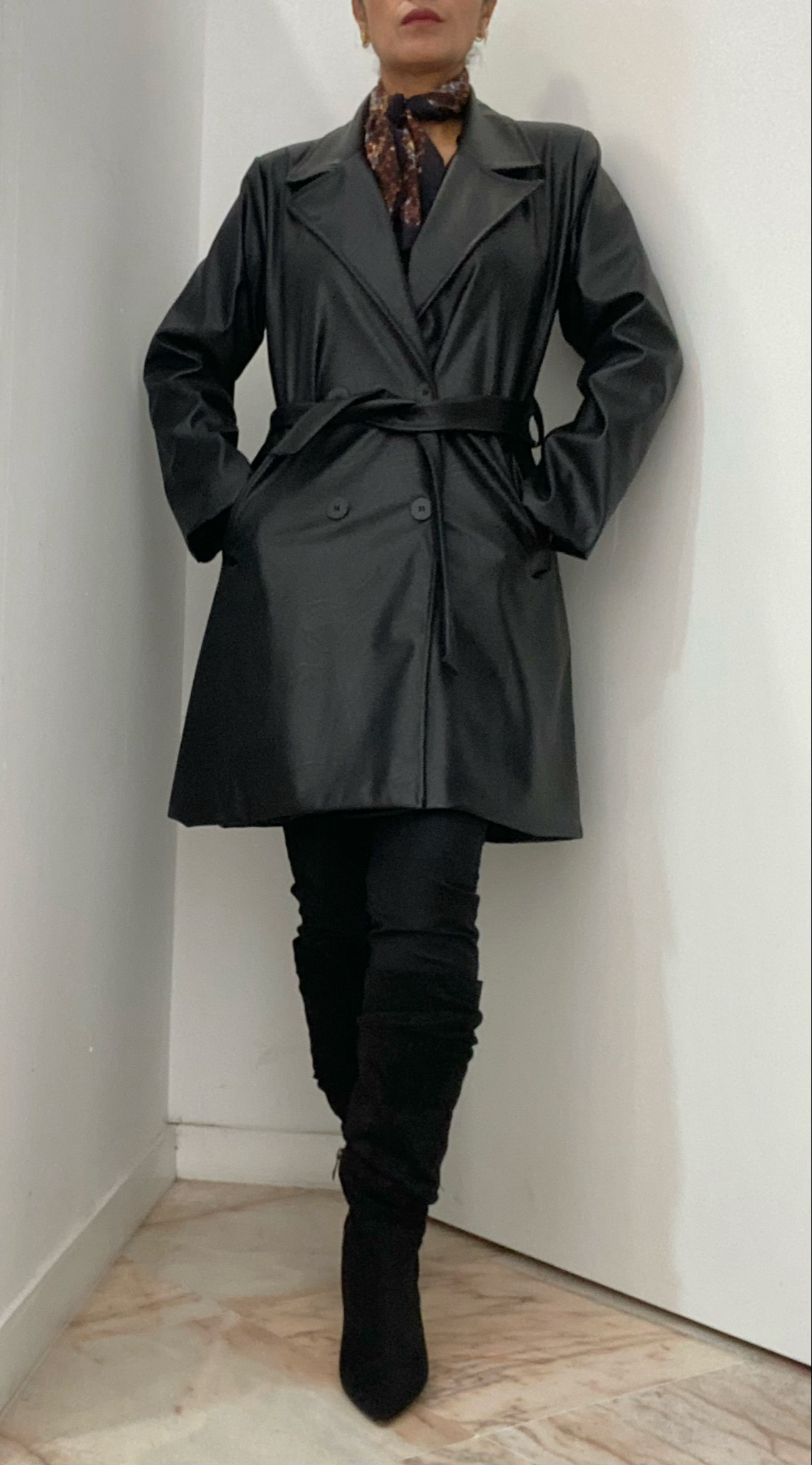 Gabardina efecto piel BERRY