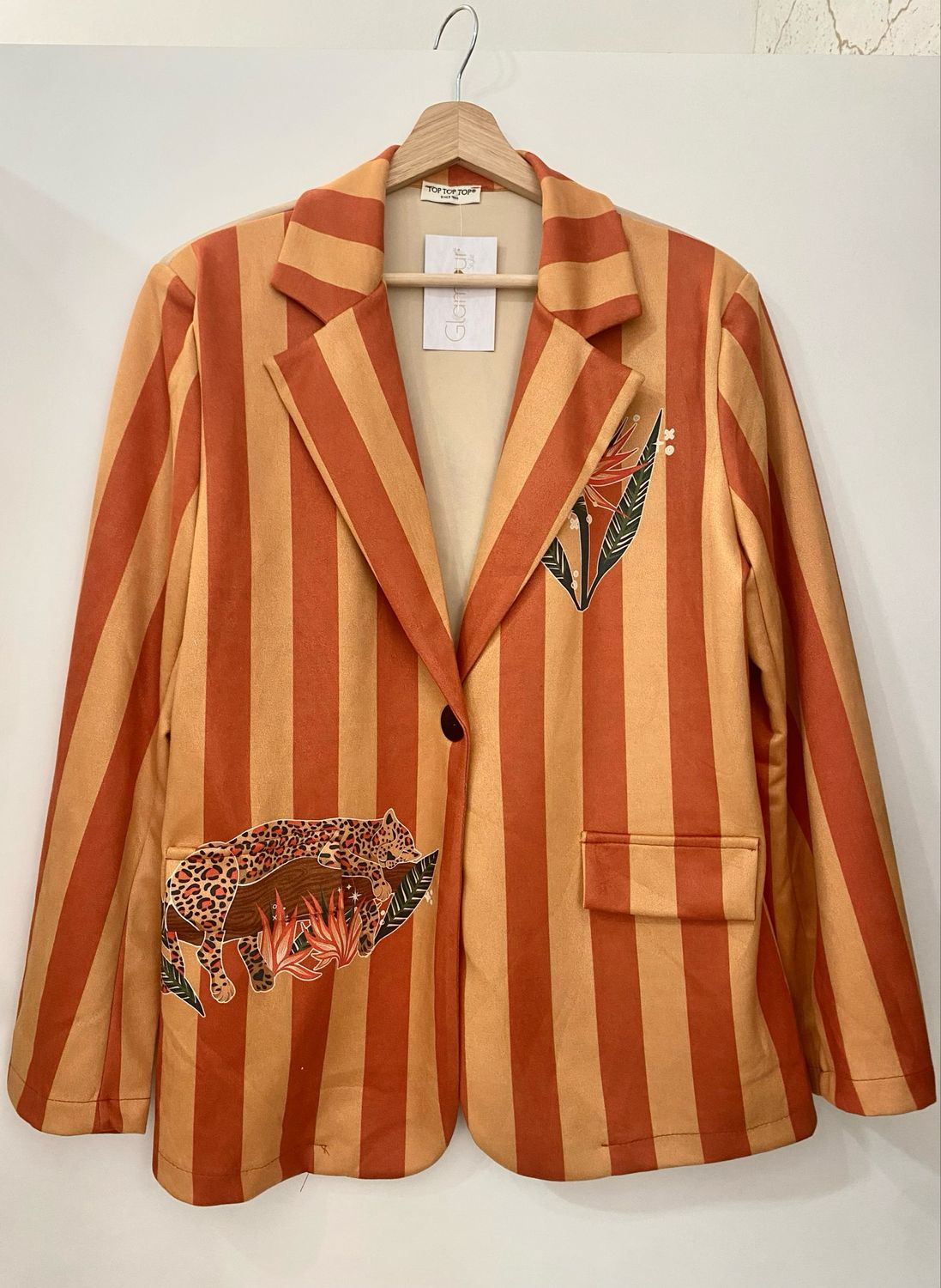 Chaqueta NADIA – Blazer de rayas con estampado de leopardo