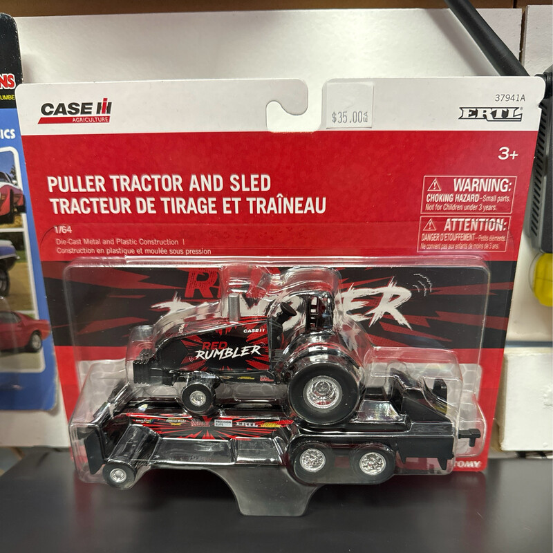 Red Rumbler Puller Tractor And Sled