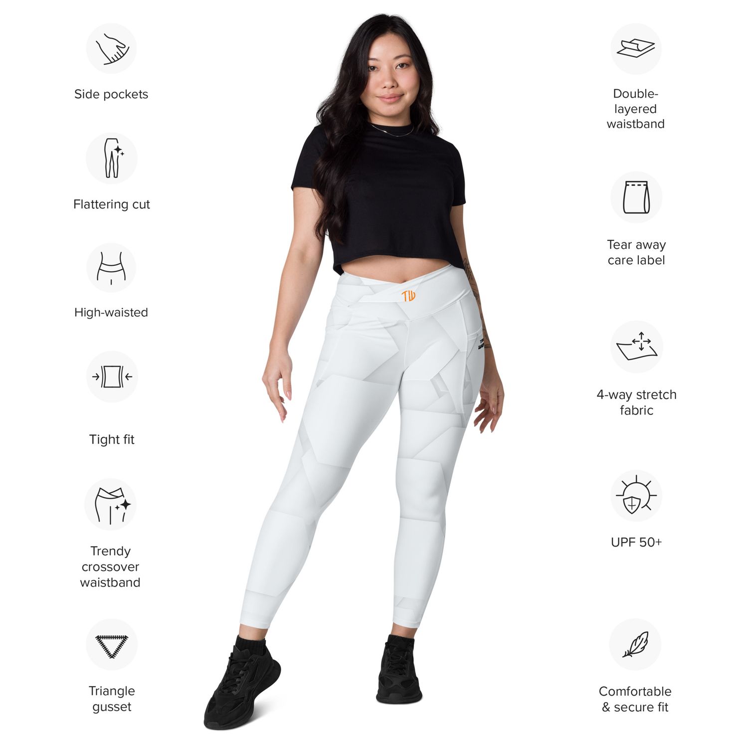 V-Bund-Leggings mit Taschen