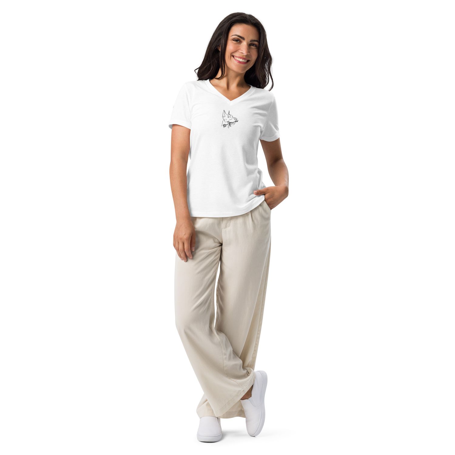 Lockeres Damen T-Shirt mit V-Ausschnitt