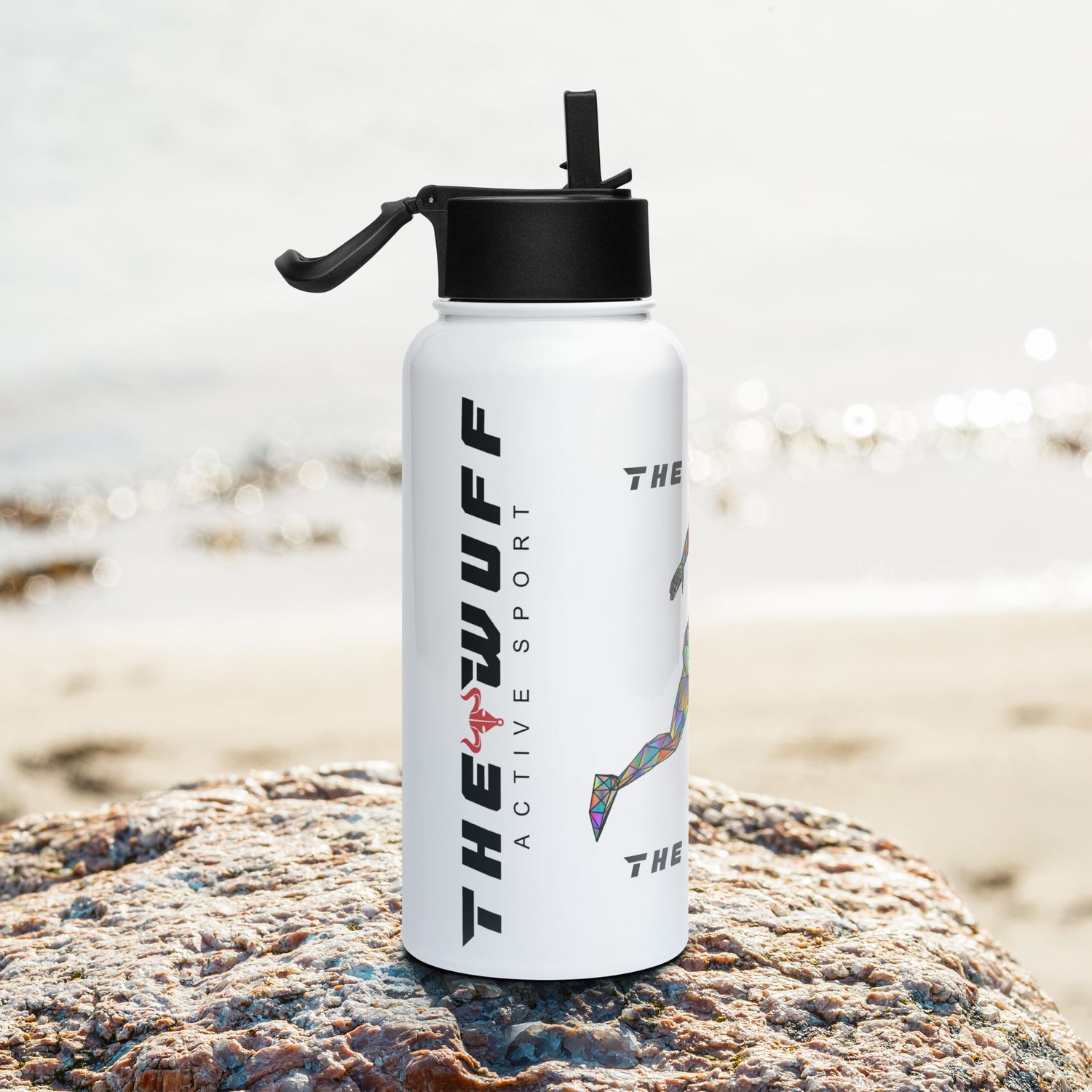 Edelstahl Trinkflasche mit Strohhalm