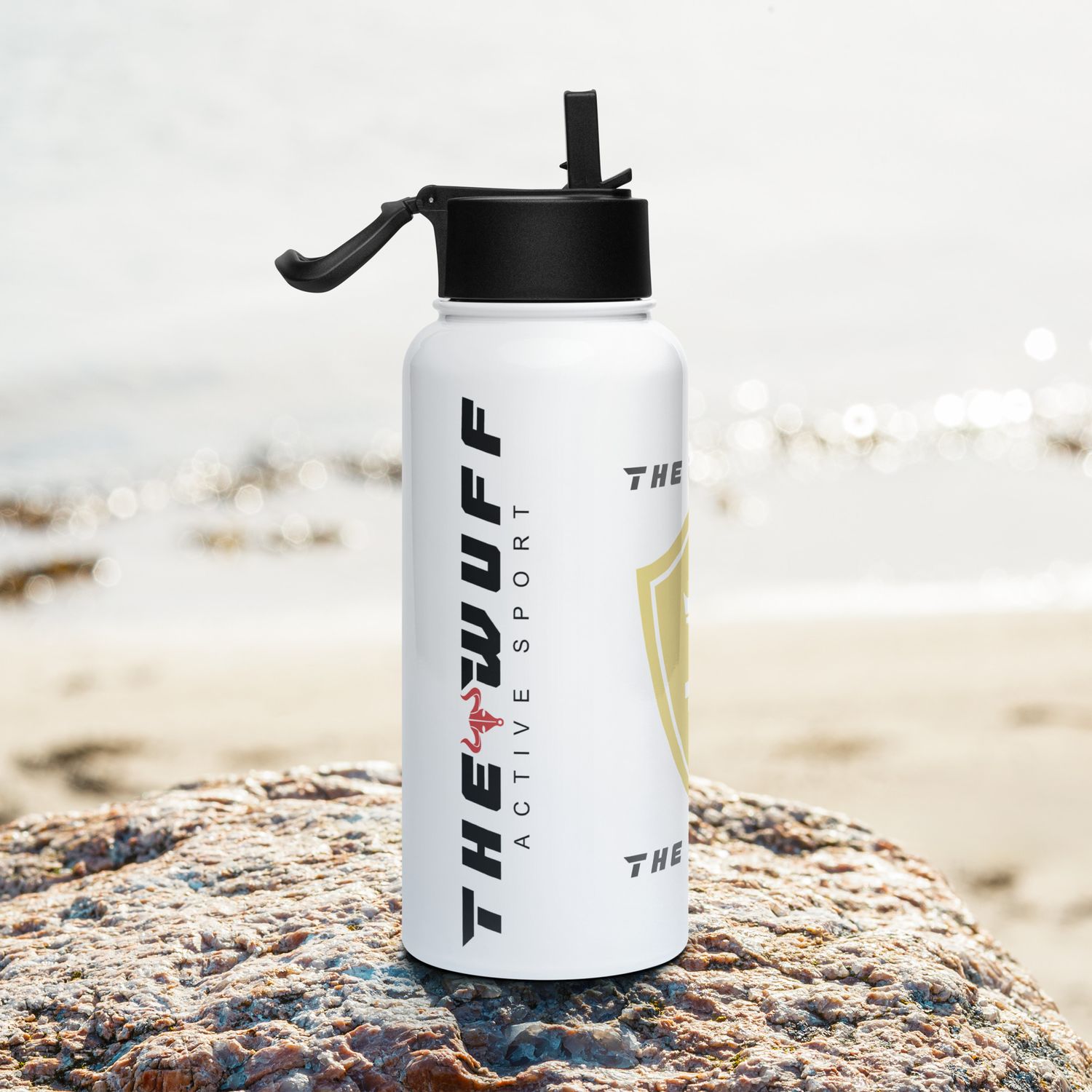 Edelstahl Trinkflasche mit Strohhalm