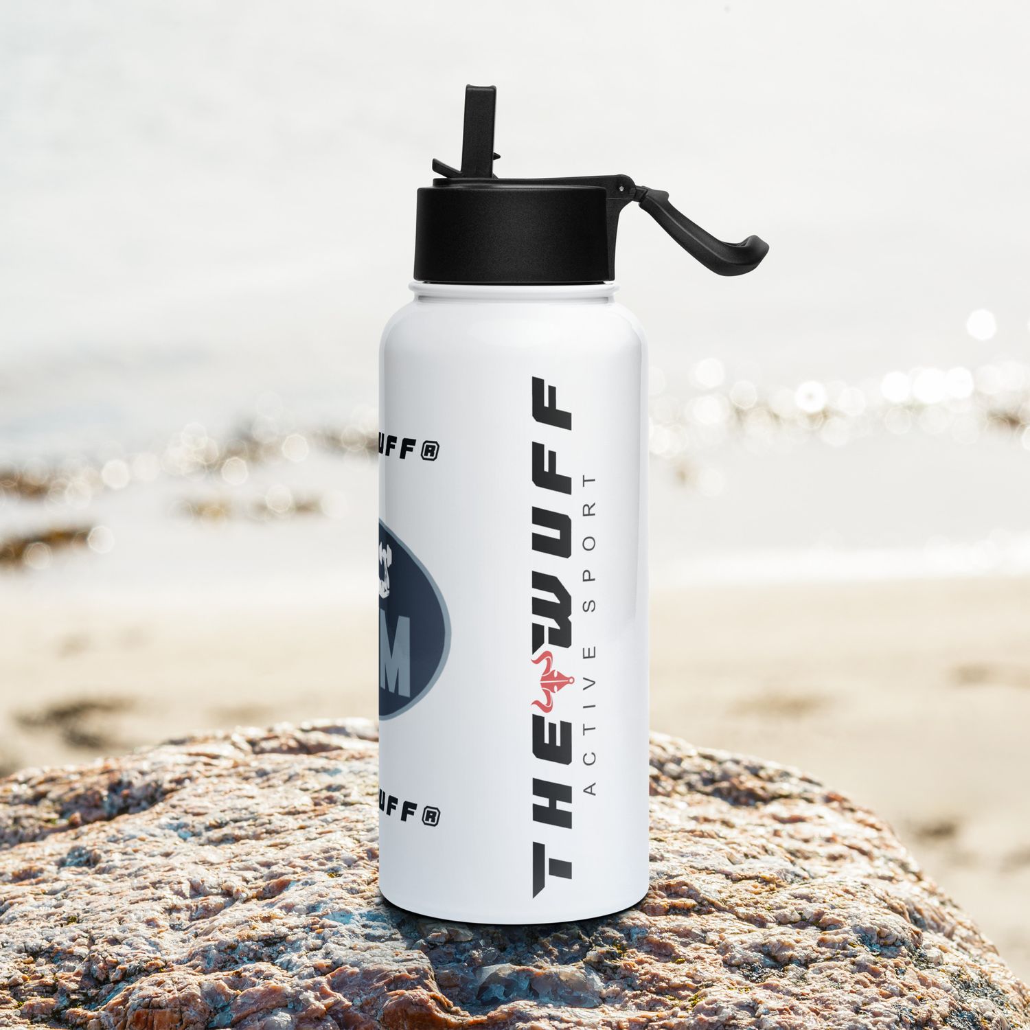 Edelstahl Trinkflasche mit Strohhalm