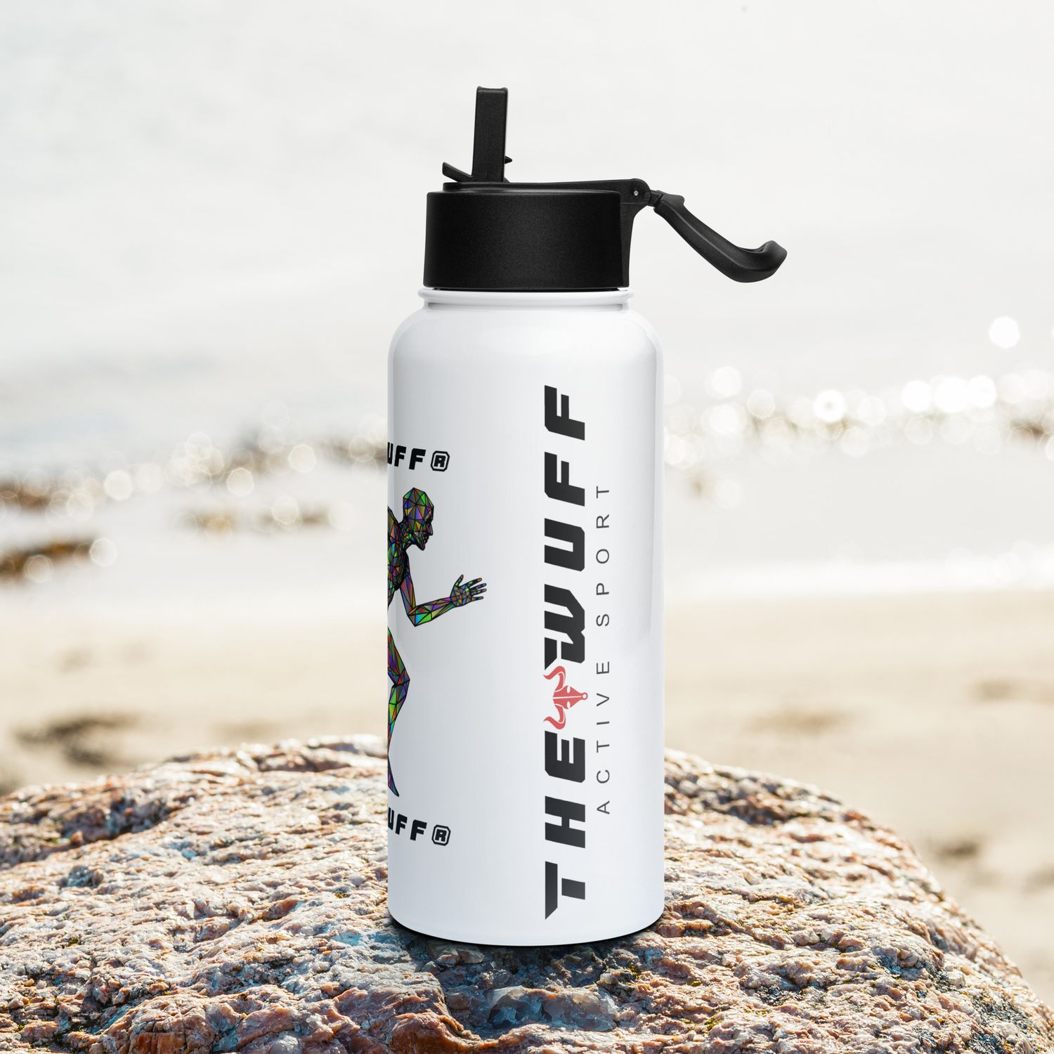 Edelstahl Trinkflasche mit Strohhalm