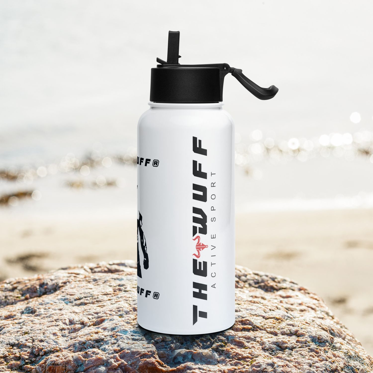 Edelstahl Trinkflasche mit Strohhalm