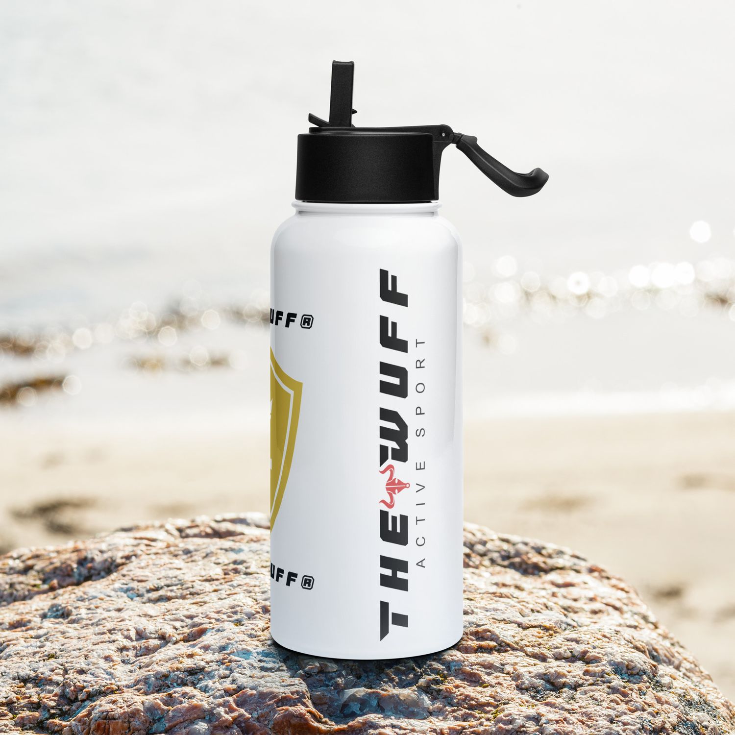 Edelstahl Trinkflasche mit Strohhalm