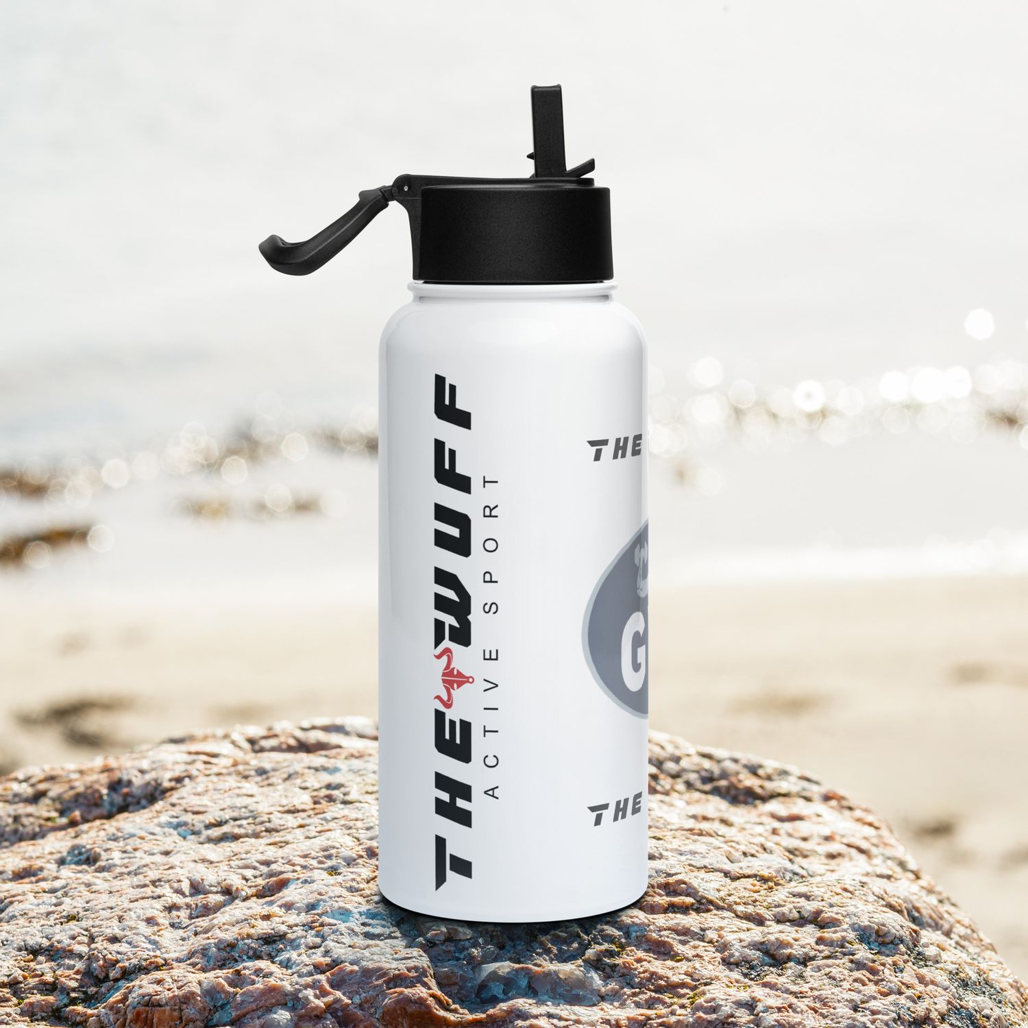 Edelstahl Trinkflasche mit Strohhalm