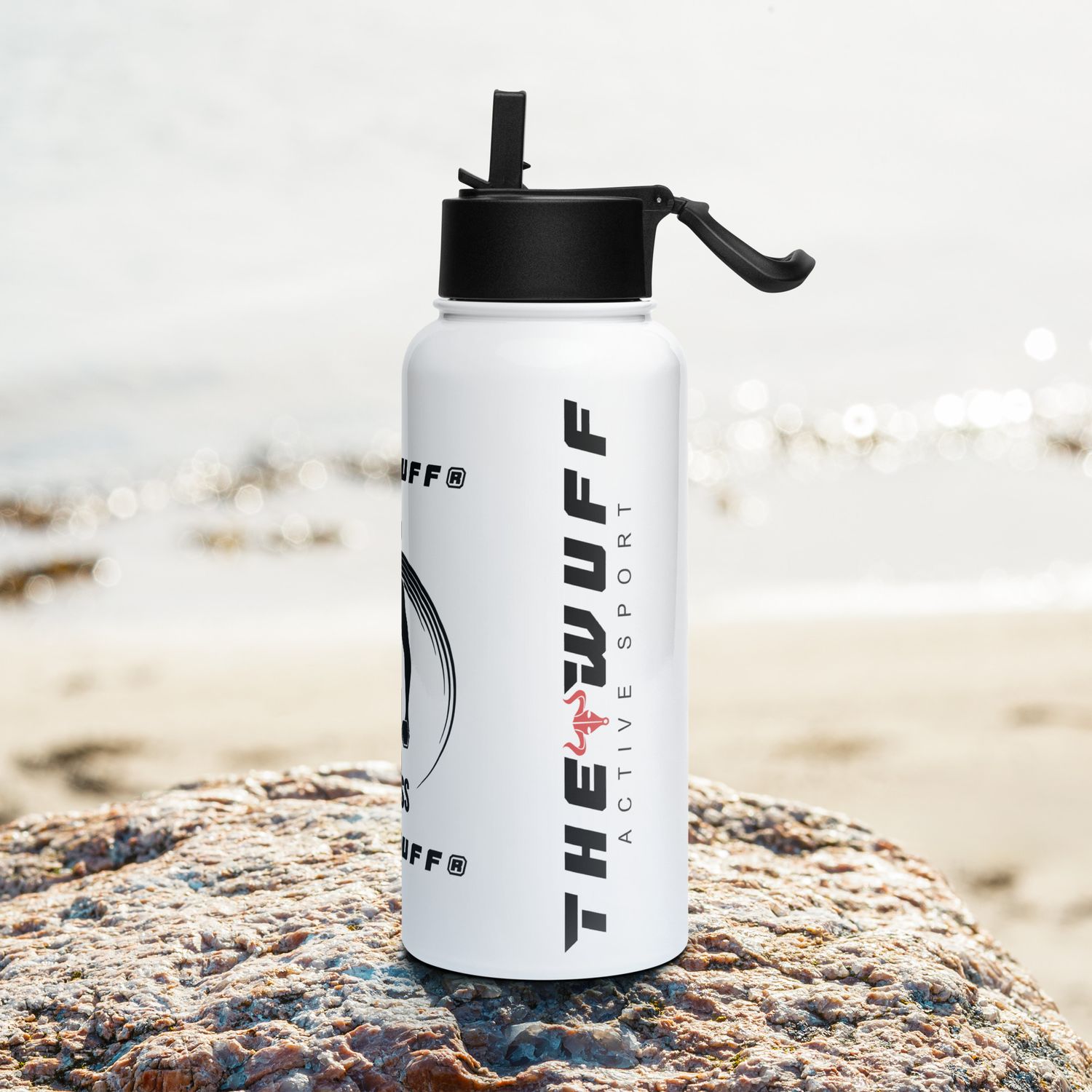 Edelstahl Trinkflasche mit Strohhalm