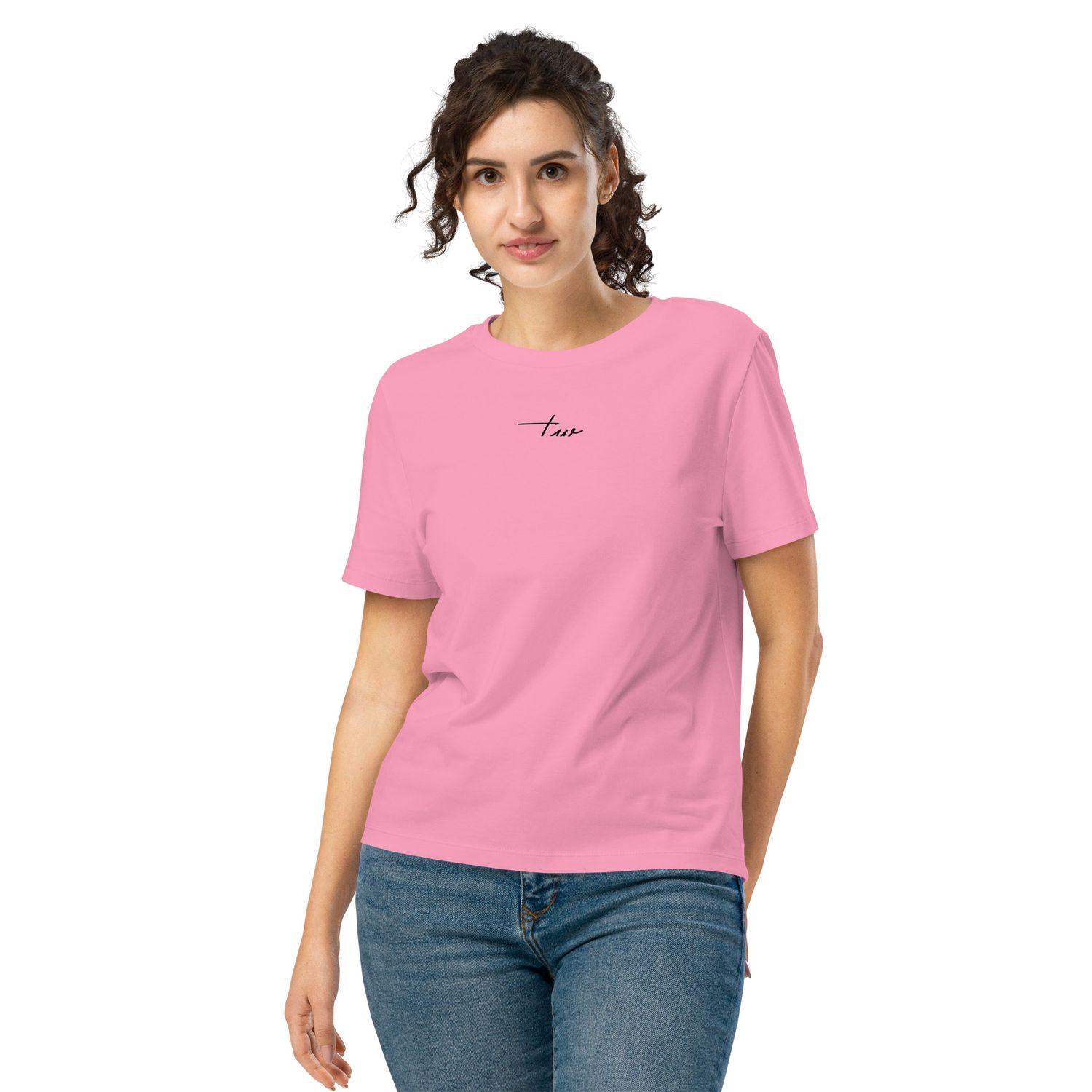 Bio-T-Shirt mit Rippkragen