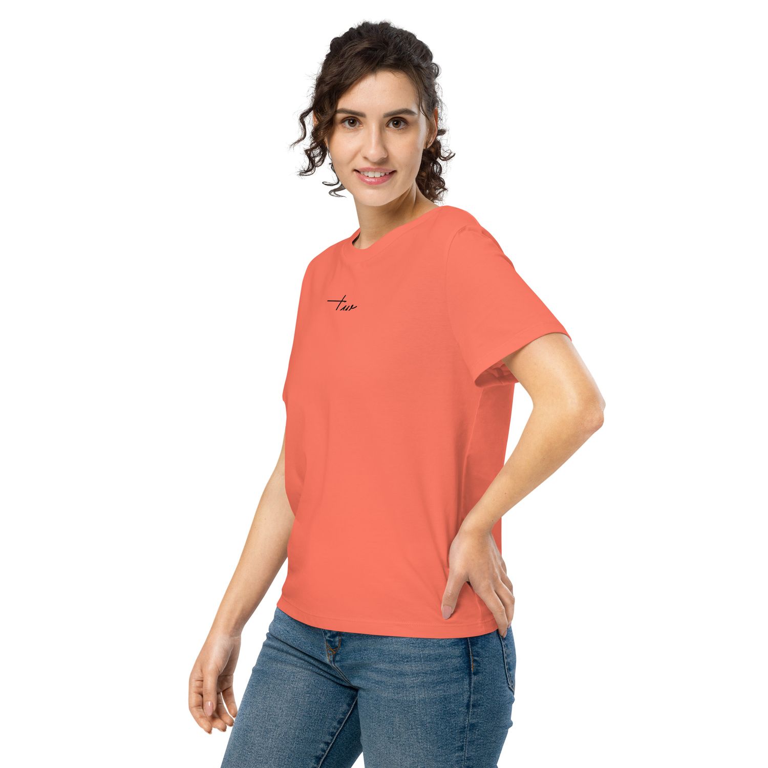 Bio-T-Shirt mit Rippkragen