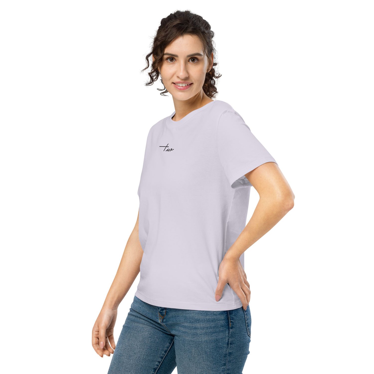 Bio-T-Shirt mit Rippkragen