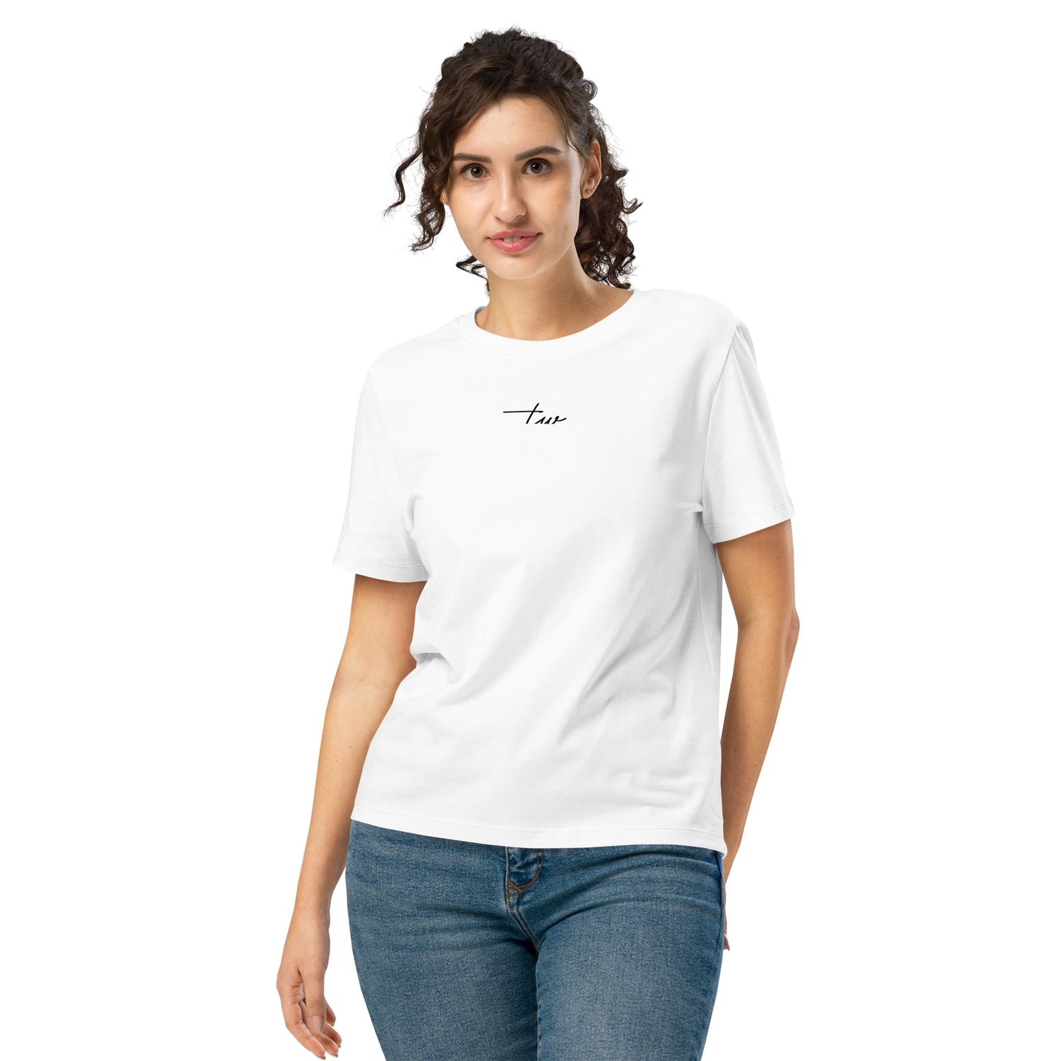 Bio-T-Shirt mit Rippkragen