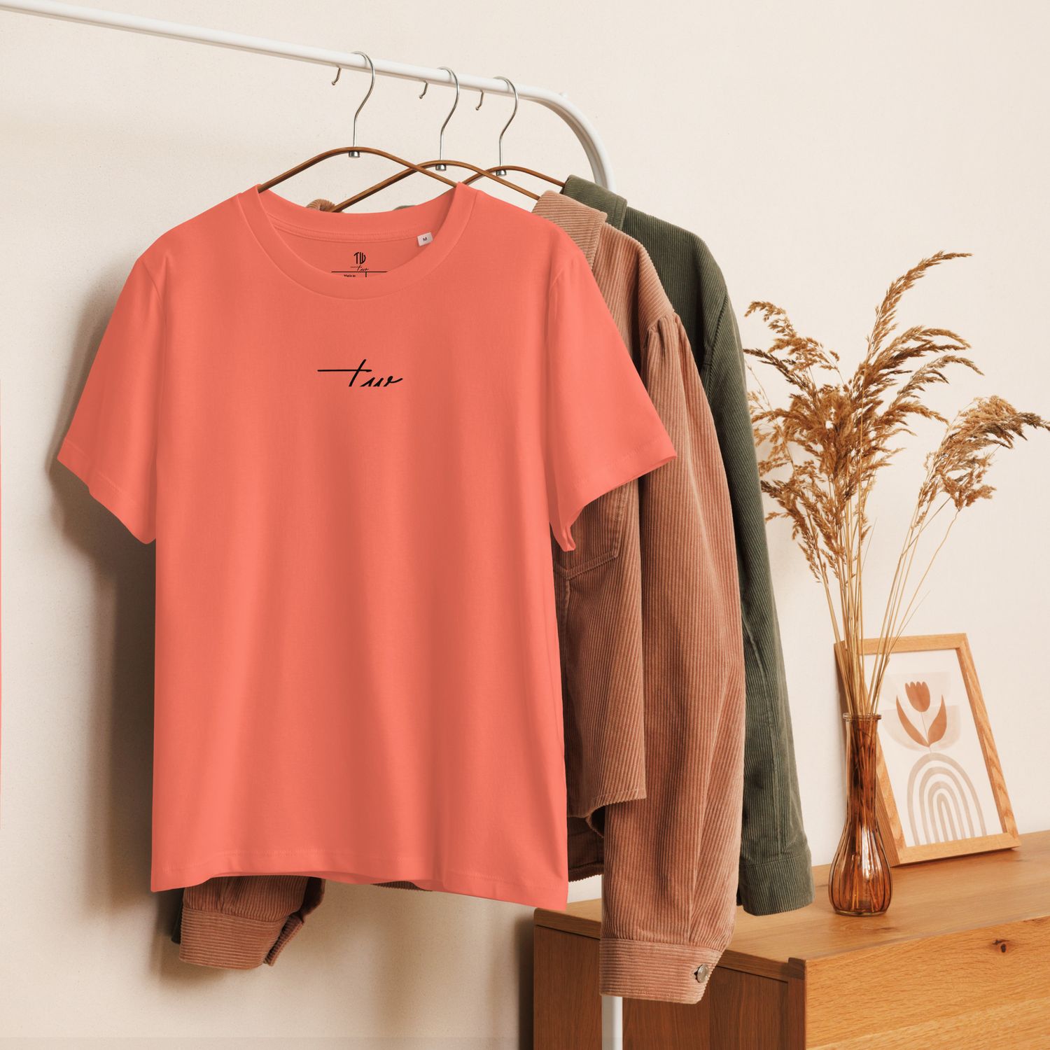 Bio-T-Shirt mit Rippkragen