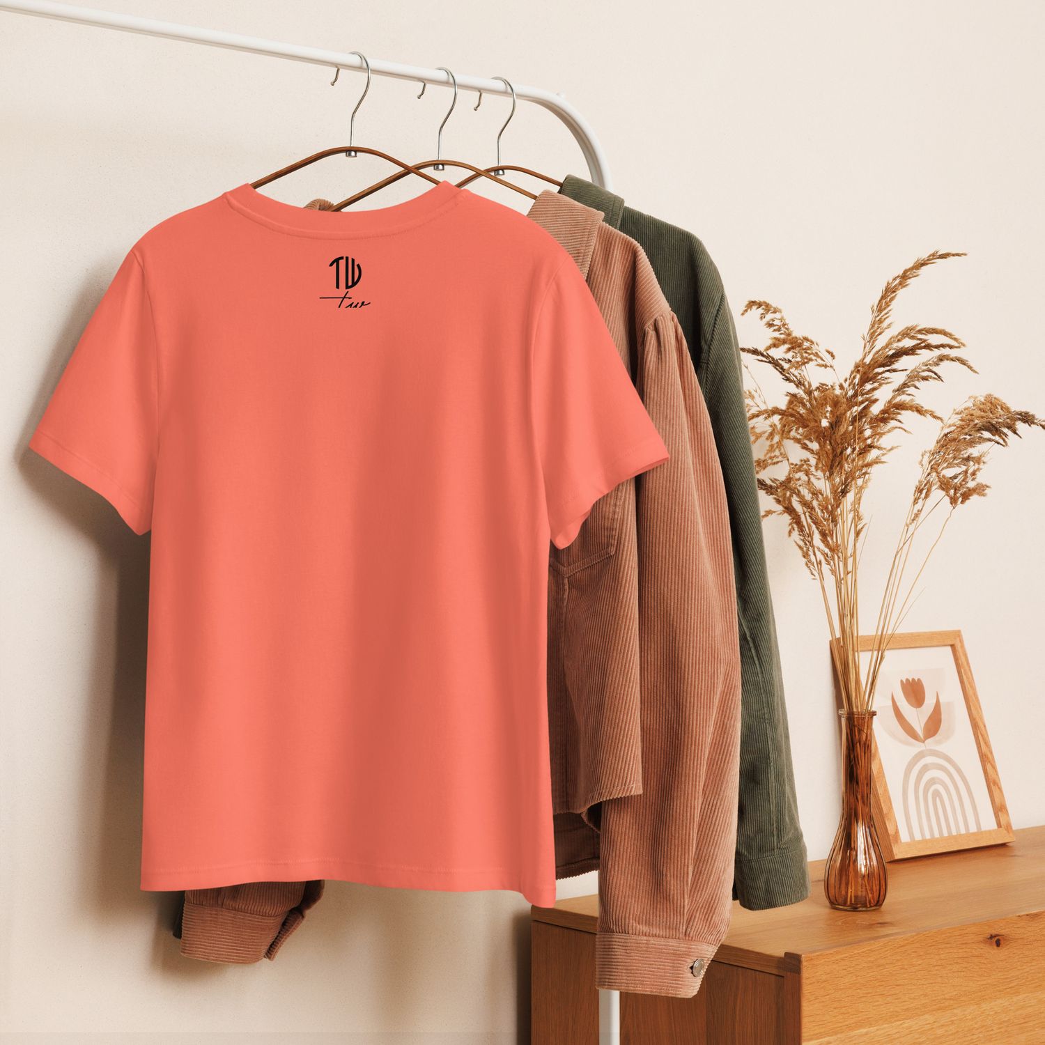 Bio-T-Shirt mit Rippkragen