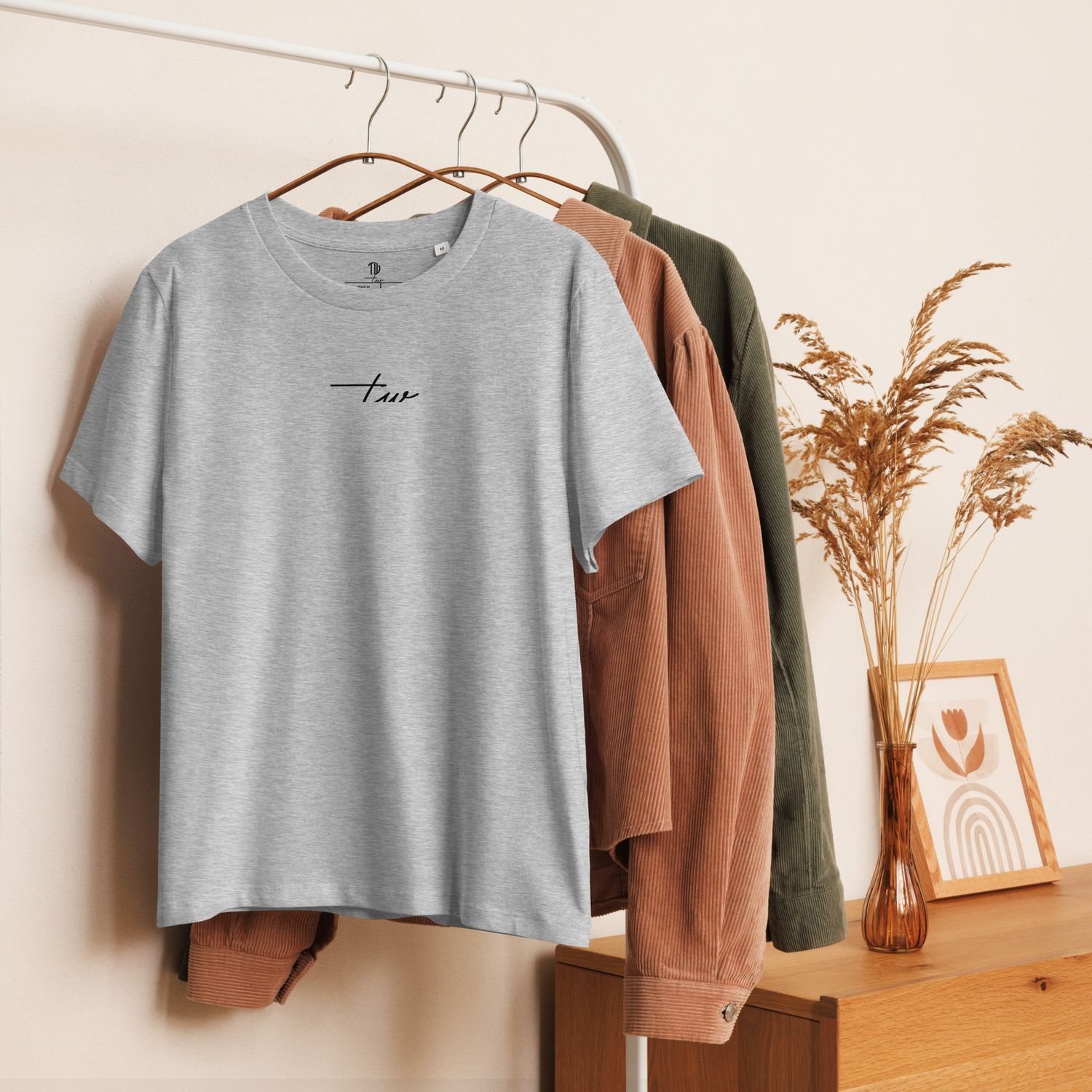 Bio-T-Shirt mit Rippkragen