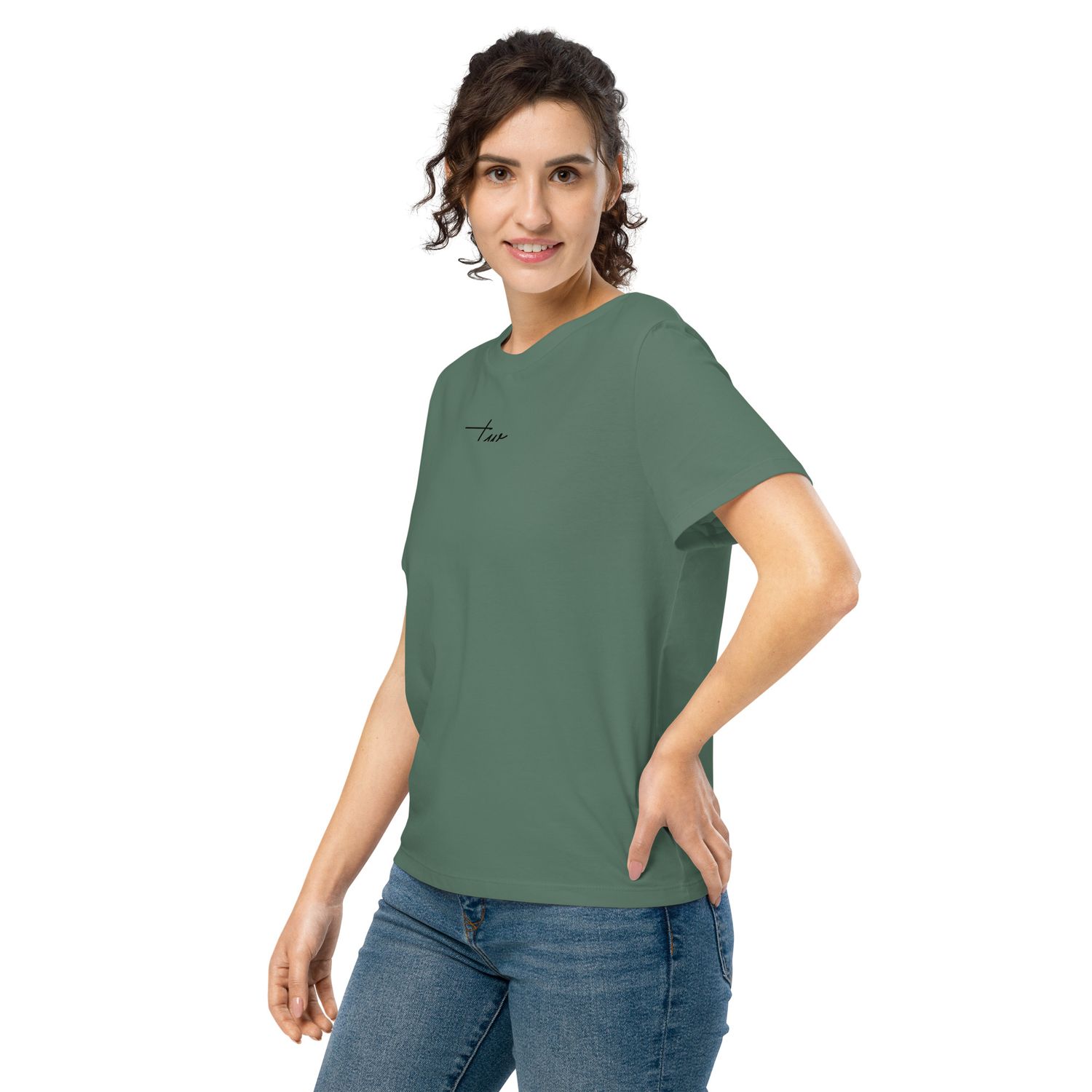 Bio-T-Shirt mit Rippkragen