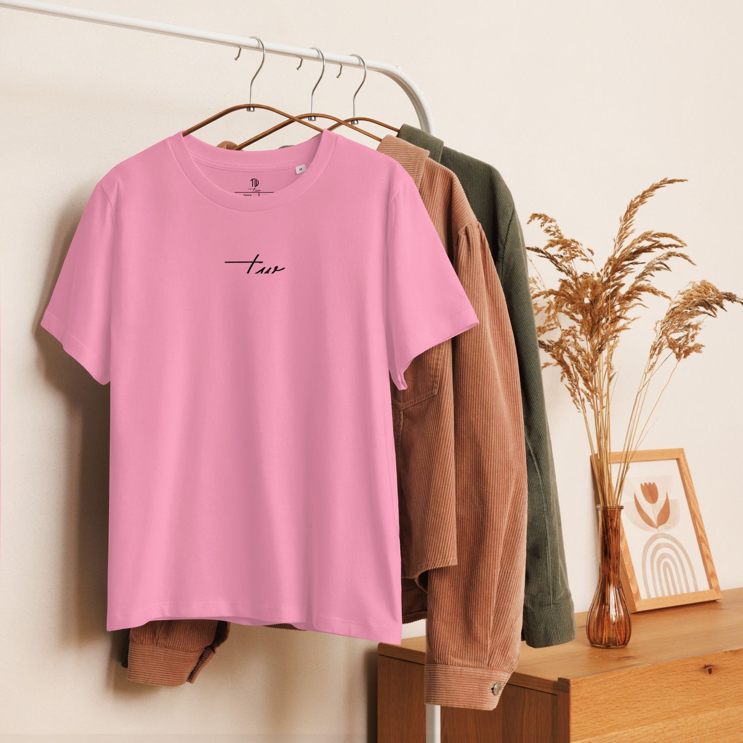 Bio-T-Shirt mit Rippkragen