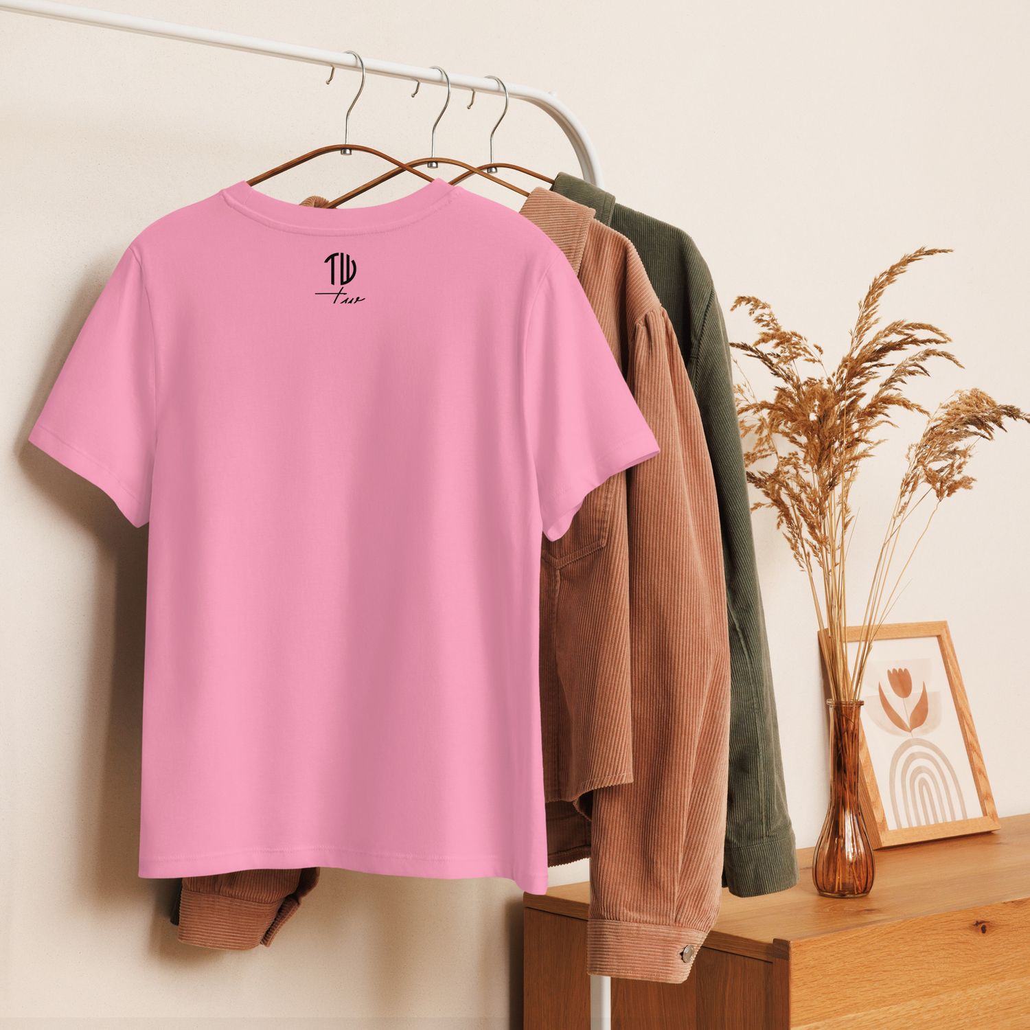 Bio-T-Shirt mit Rippkragen