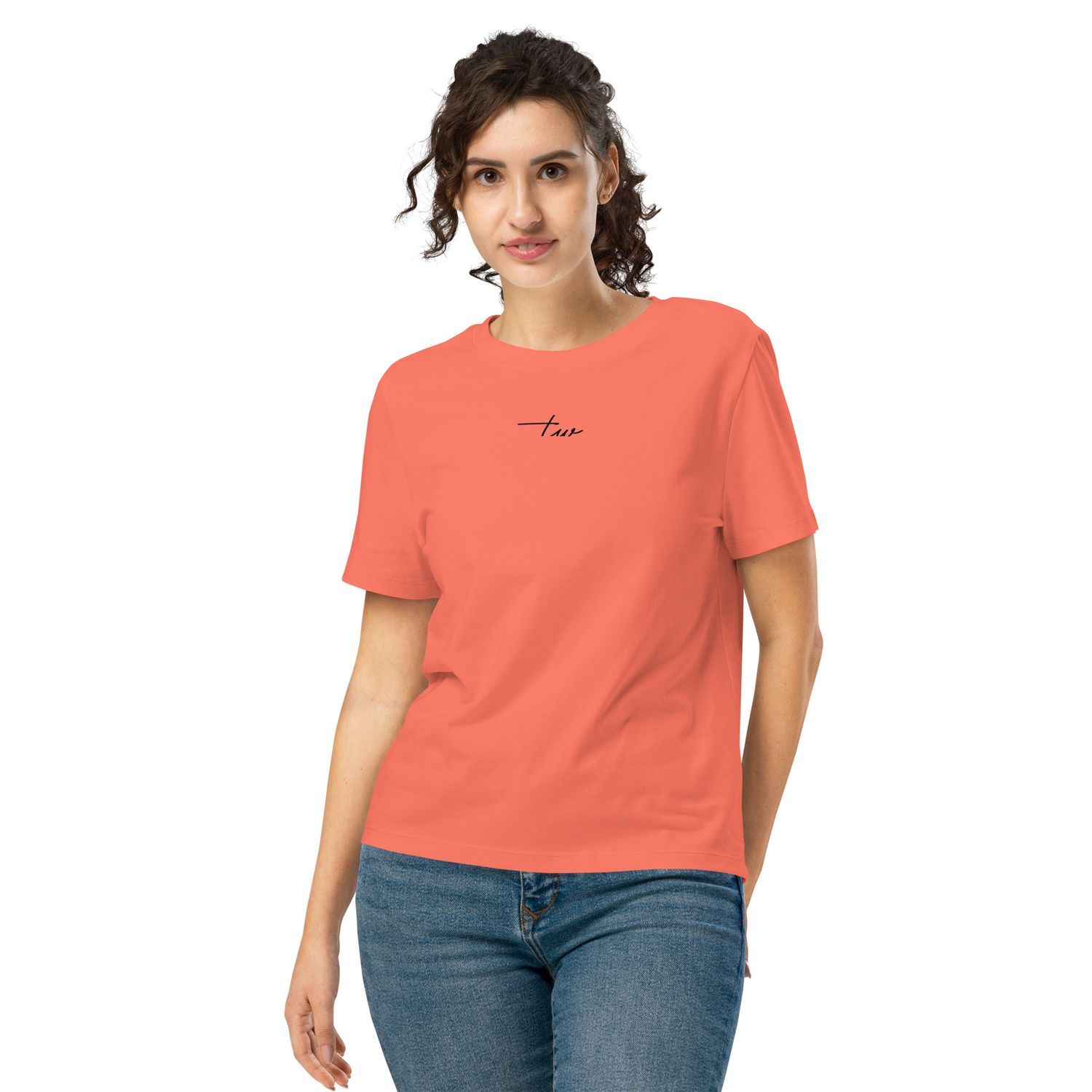 Bio-T-Shirt mit Rippkragen