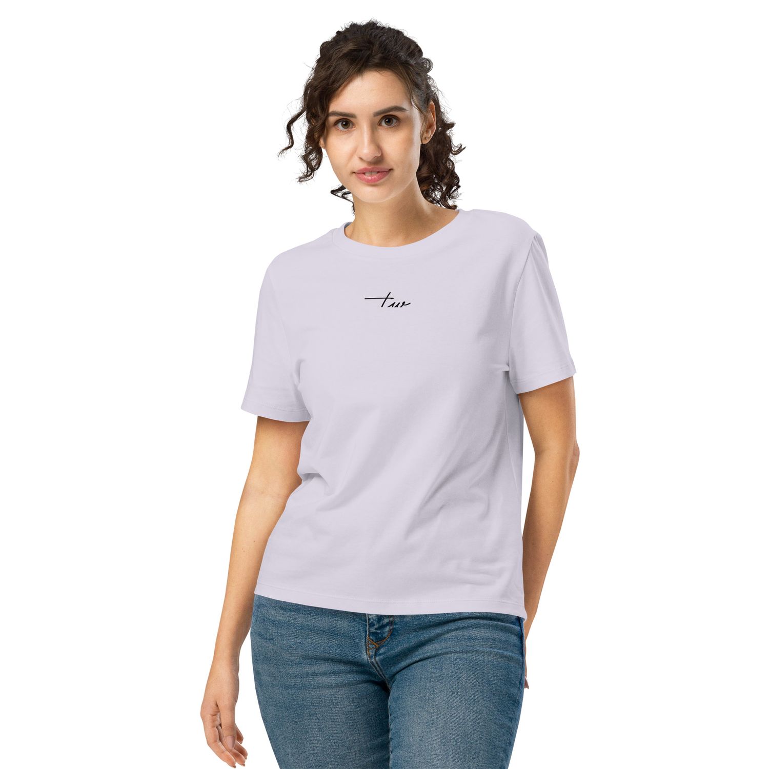 Bio-T-Shirt mit Rippkragen