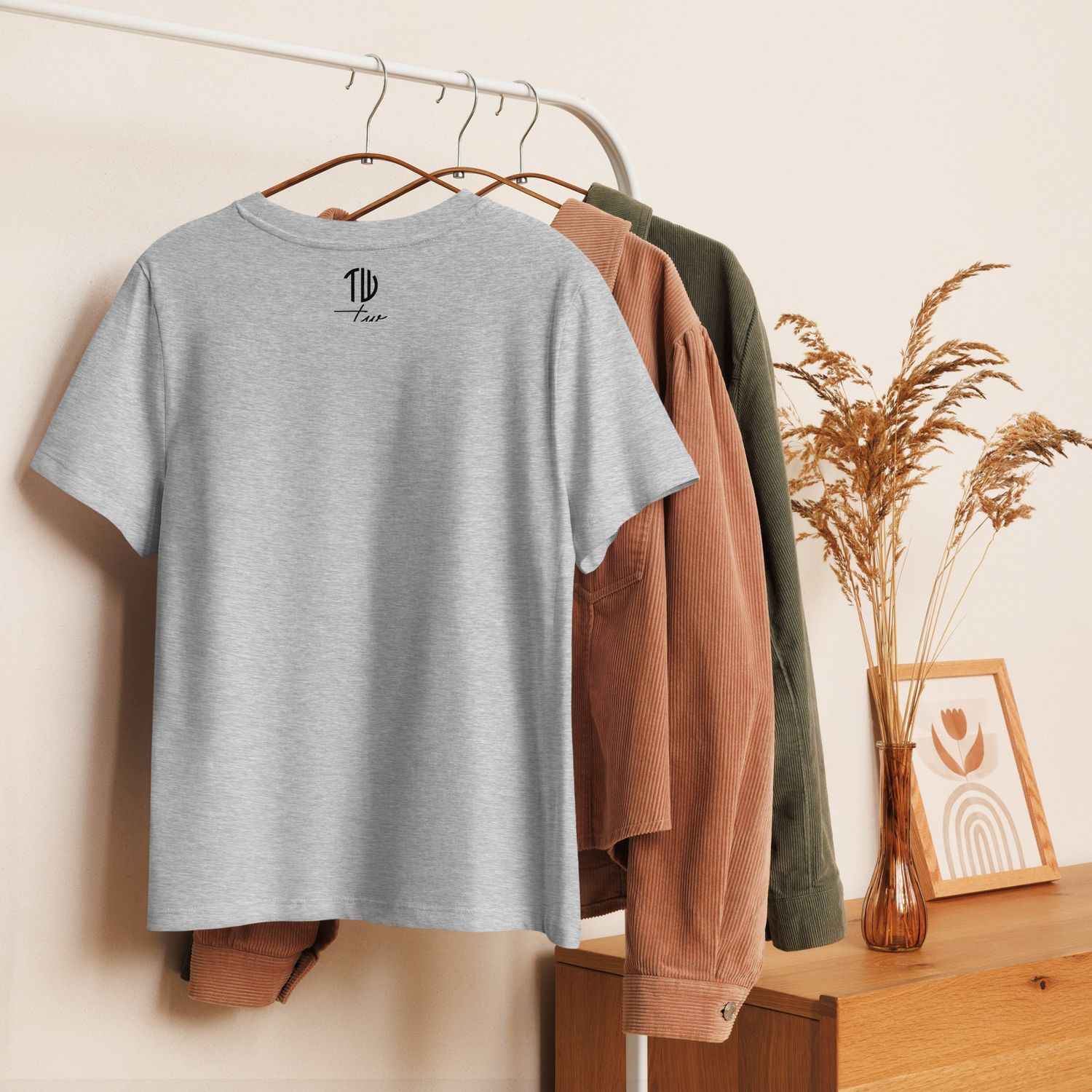 Bio-T-Shirt mit Rippkragen
