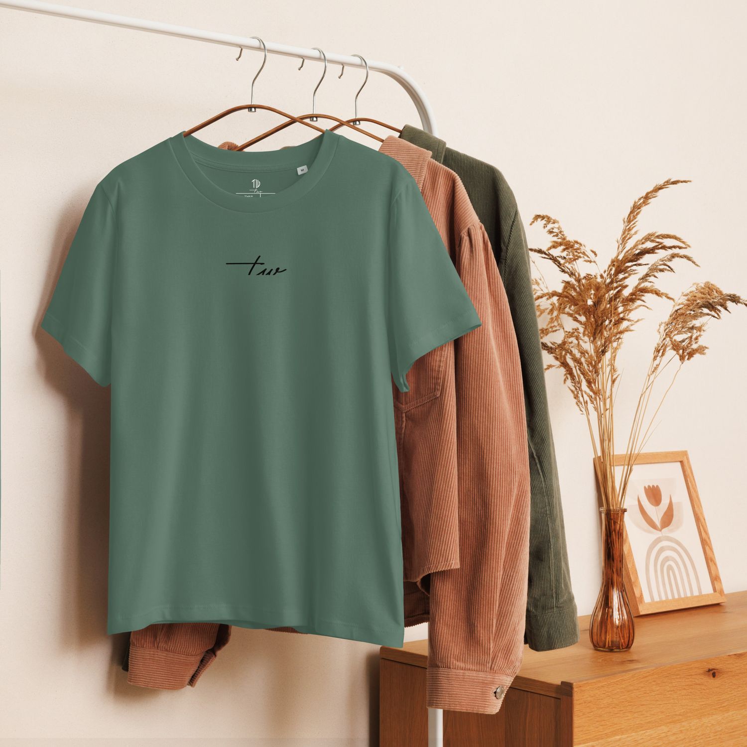 Bio-T-Shirt mit Rippkragen