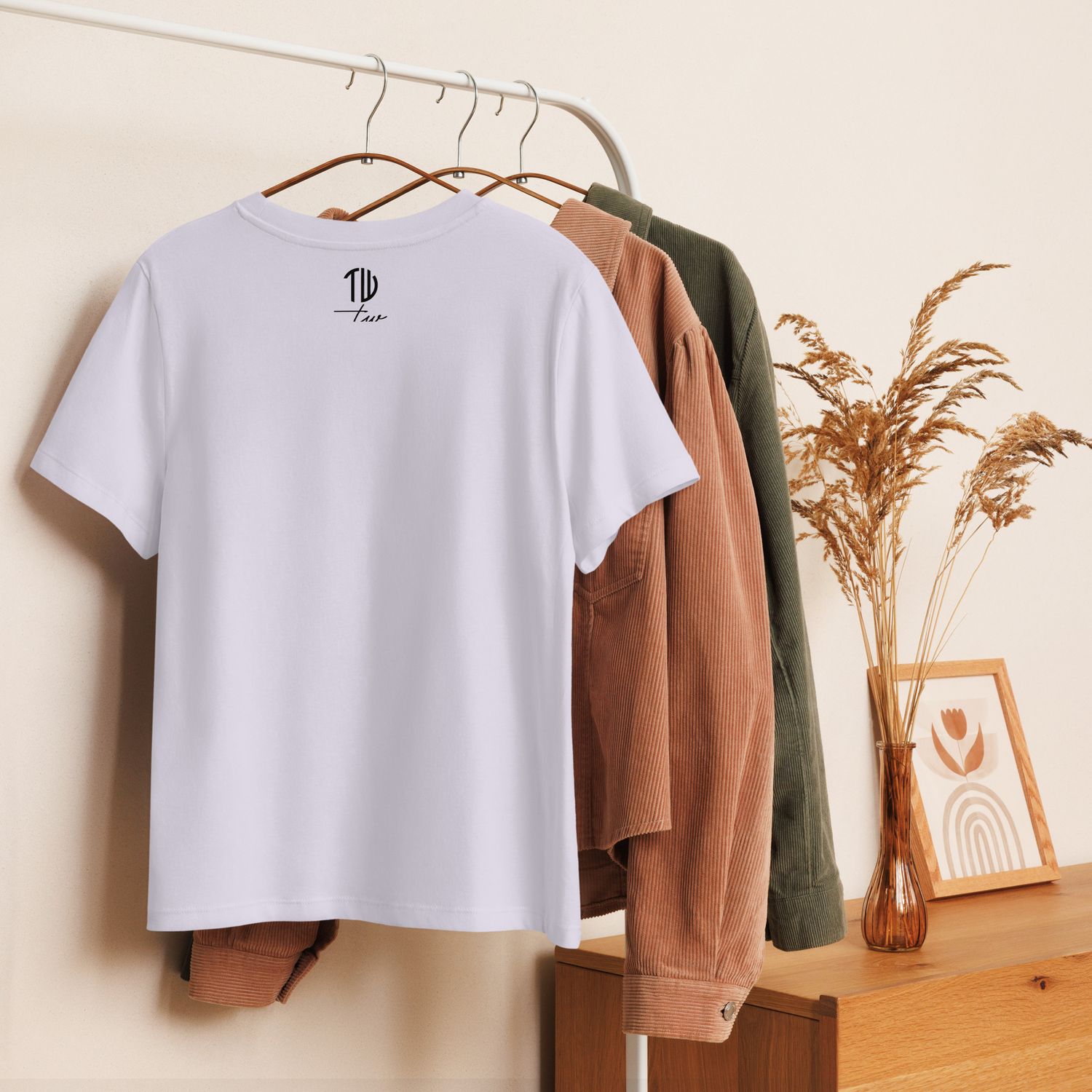 Bio-T-Shirt mit Rippkragen