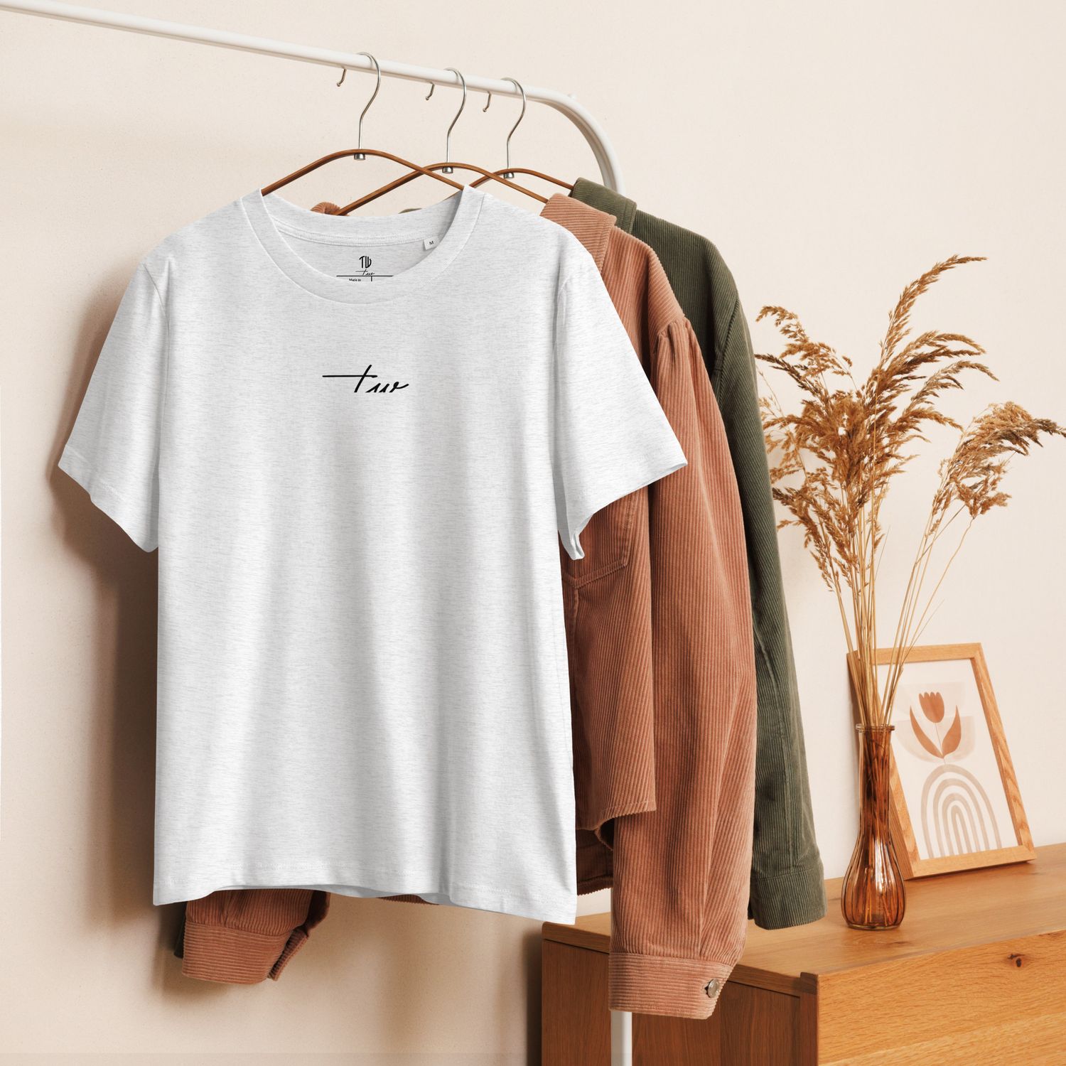 Bio-T-Shirt mit Rippkragen
