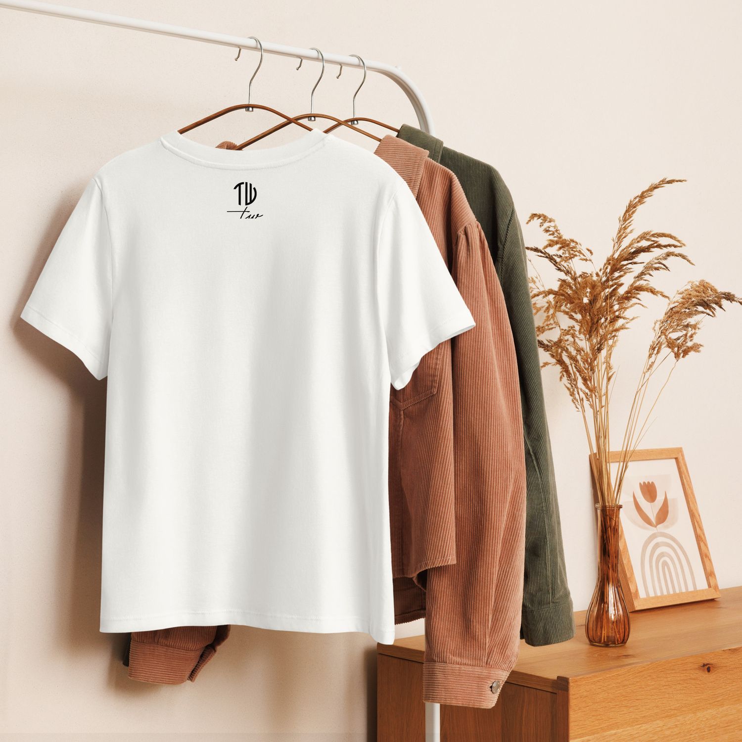 Bio-T-Shirt mit Rippkragen