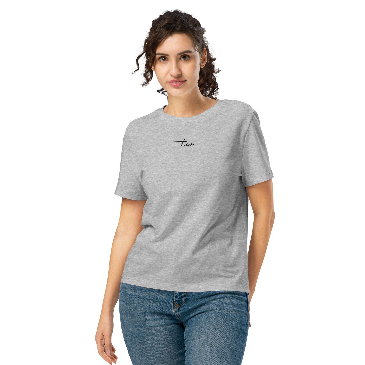 Bio-T-Shirt mit Rippkragen