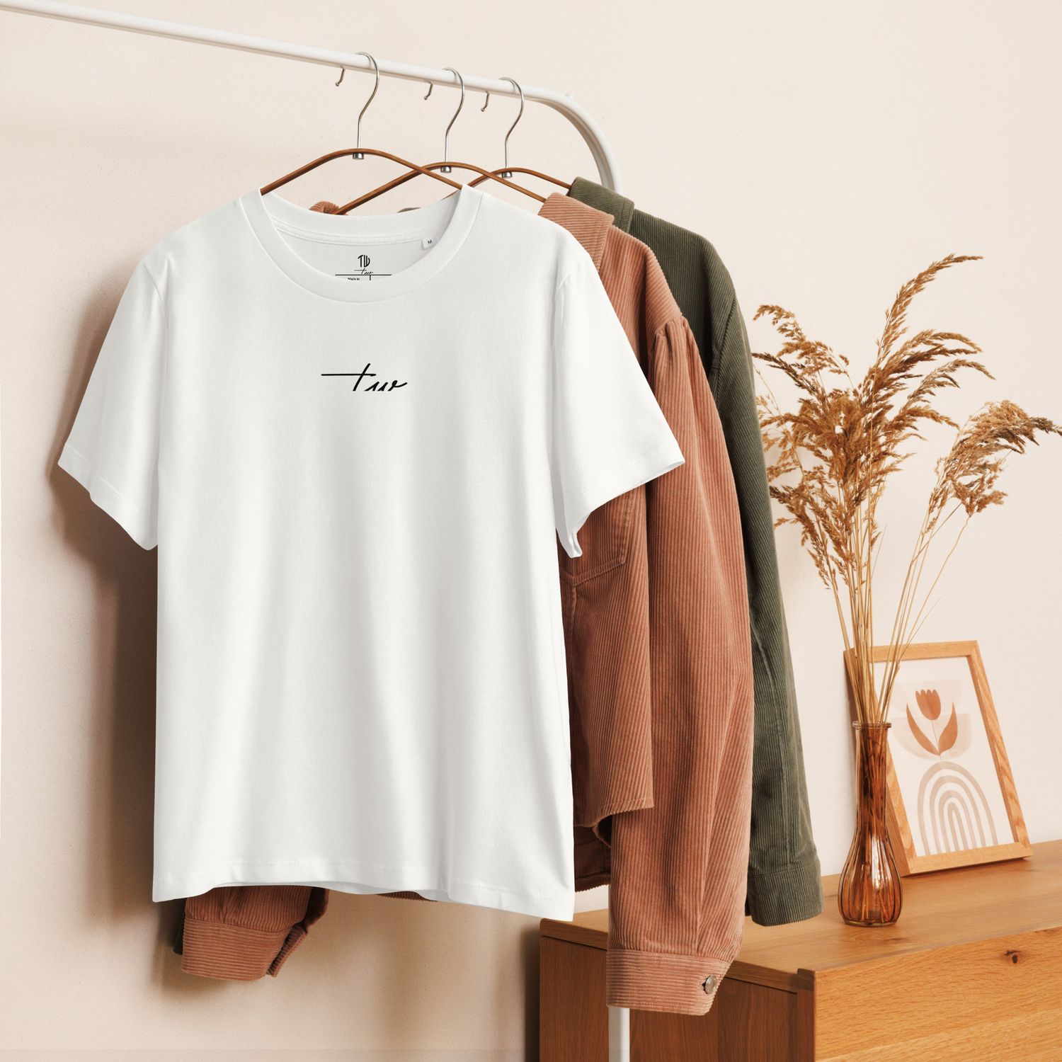 Bio-T-Shirt mit Rippkragen