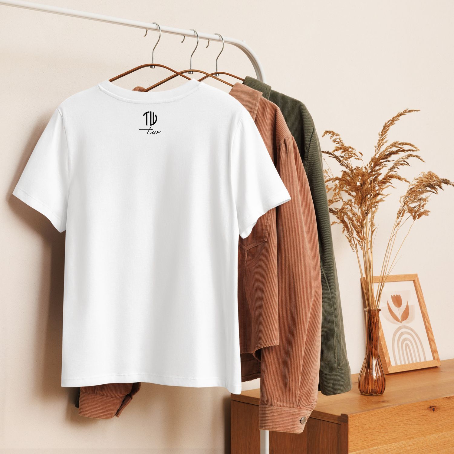 Bio-T-Shirt mit Rippkragen