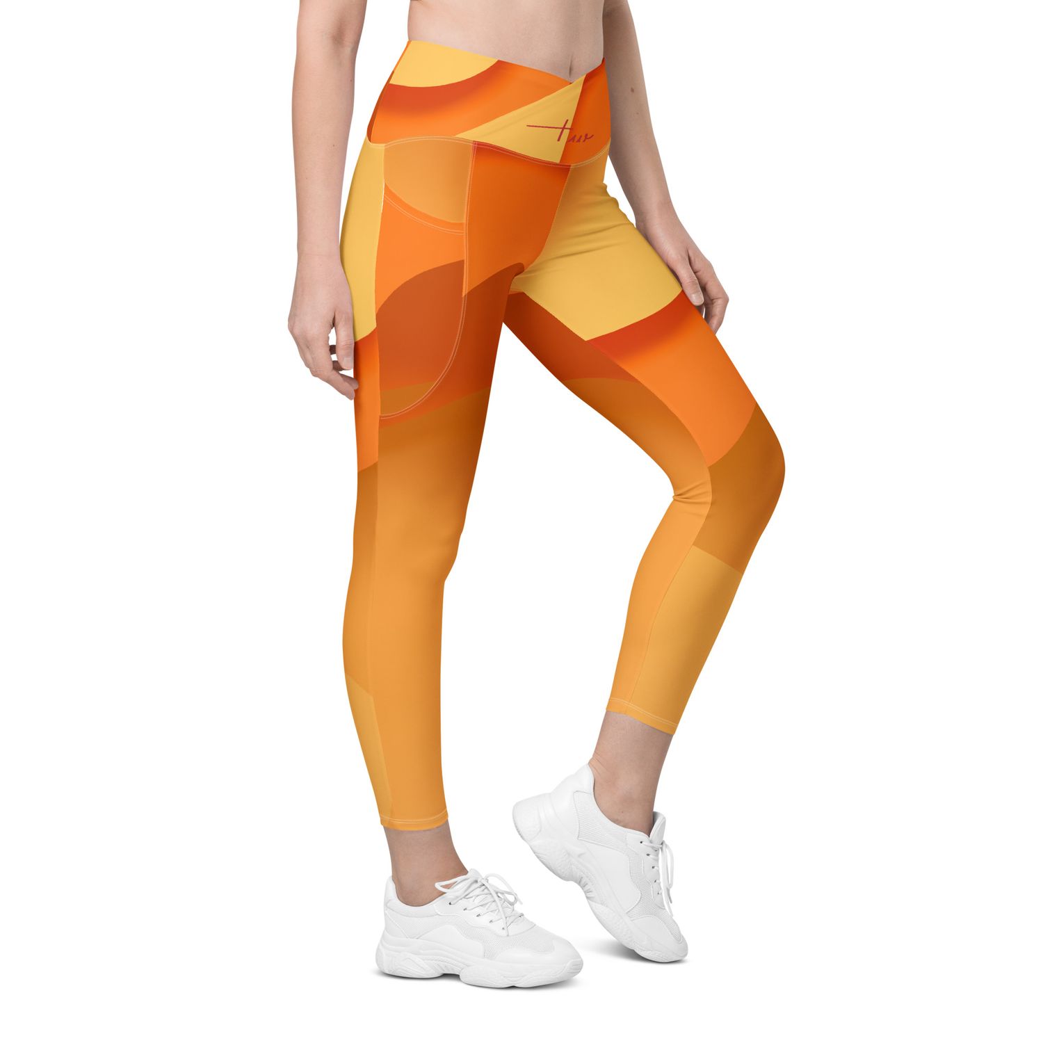 V-Bund-Leggings mit Taschen