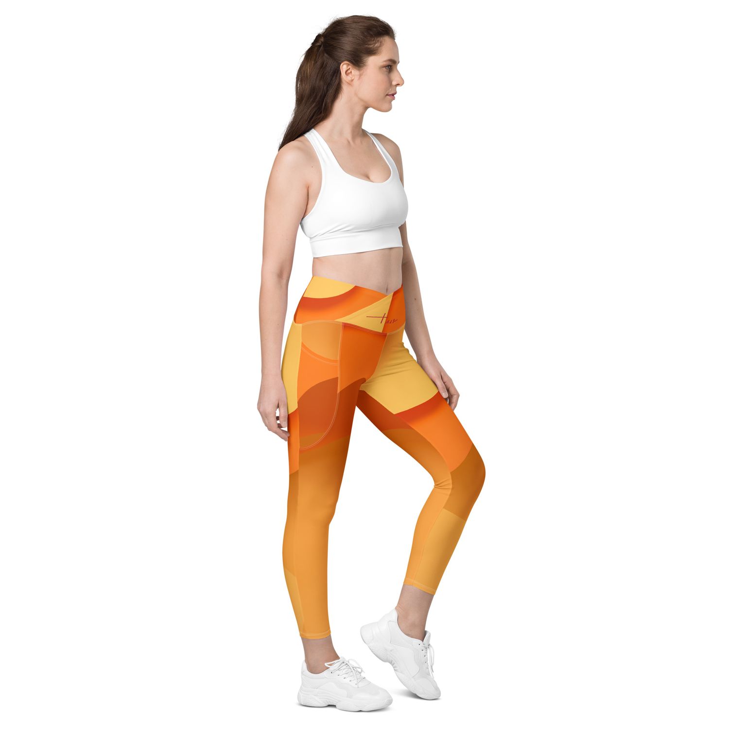 V-Bund-Leggings mit Taschen