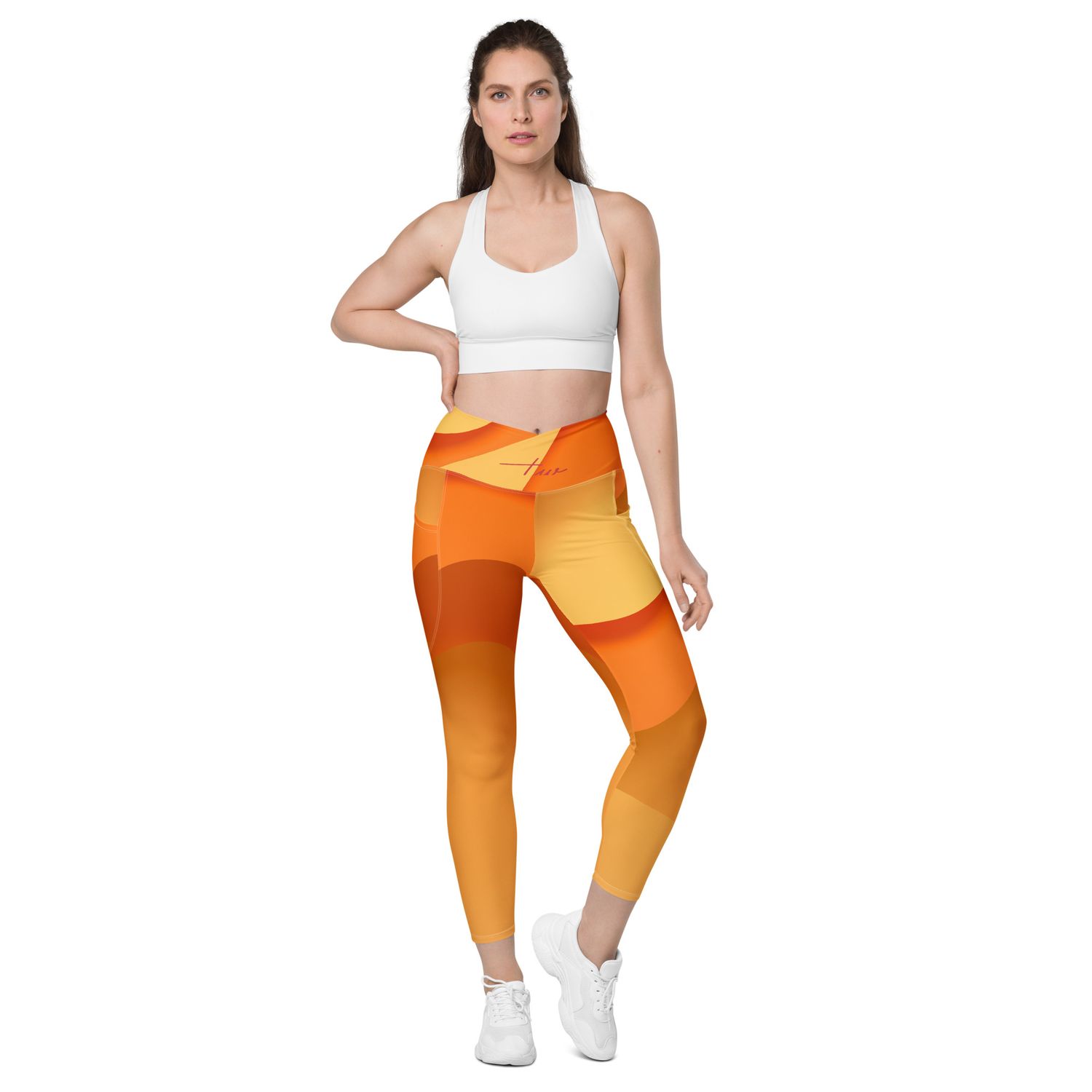 V-Bund-Leggings mit Taschen
