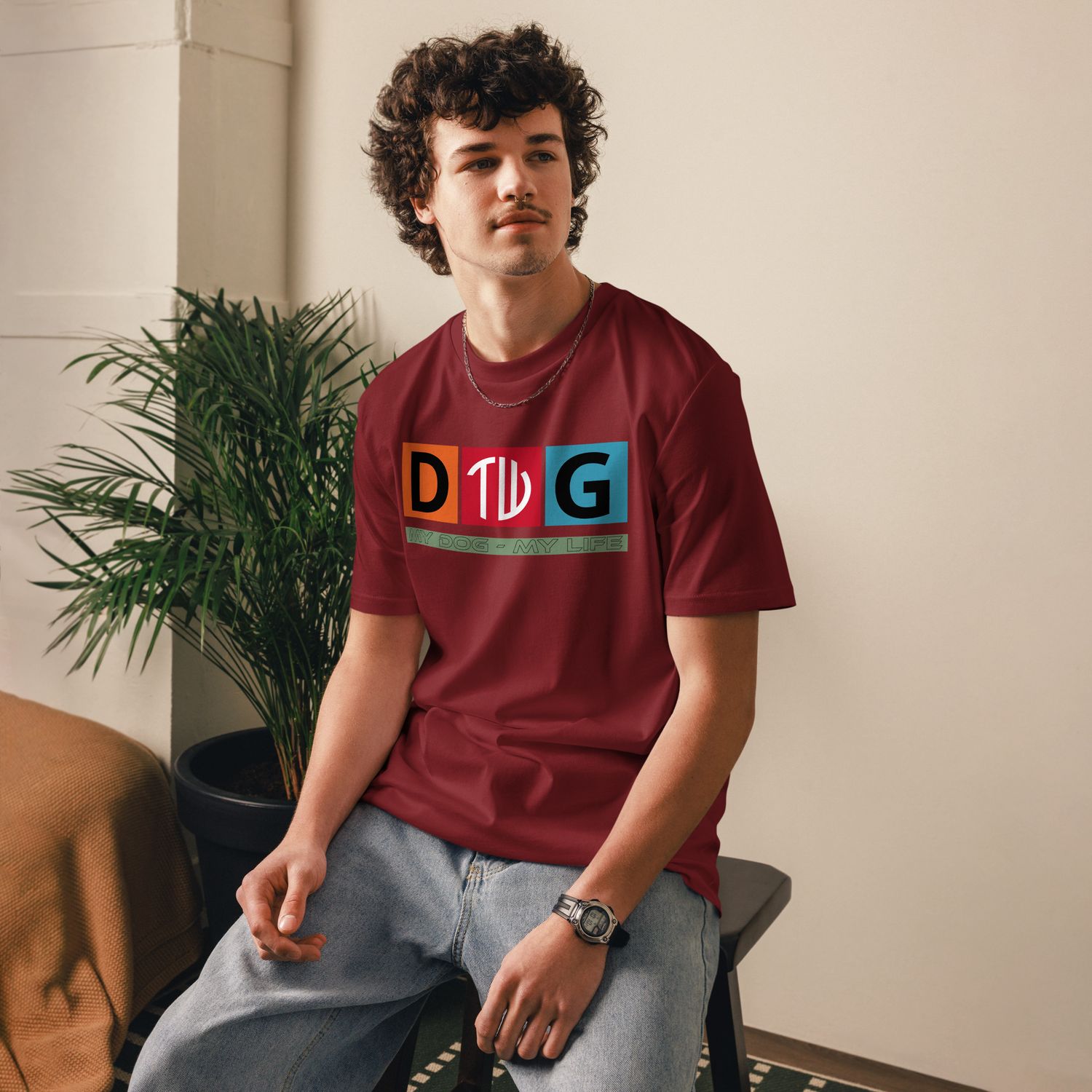 The Wuff® Crazy D.O.G. | Unisex Bio-T-Shirt mit Rippkragen