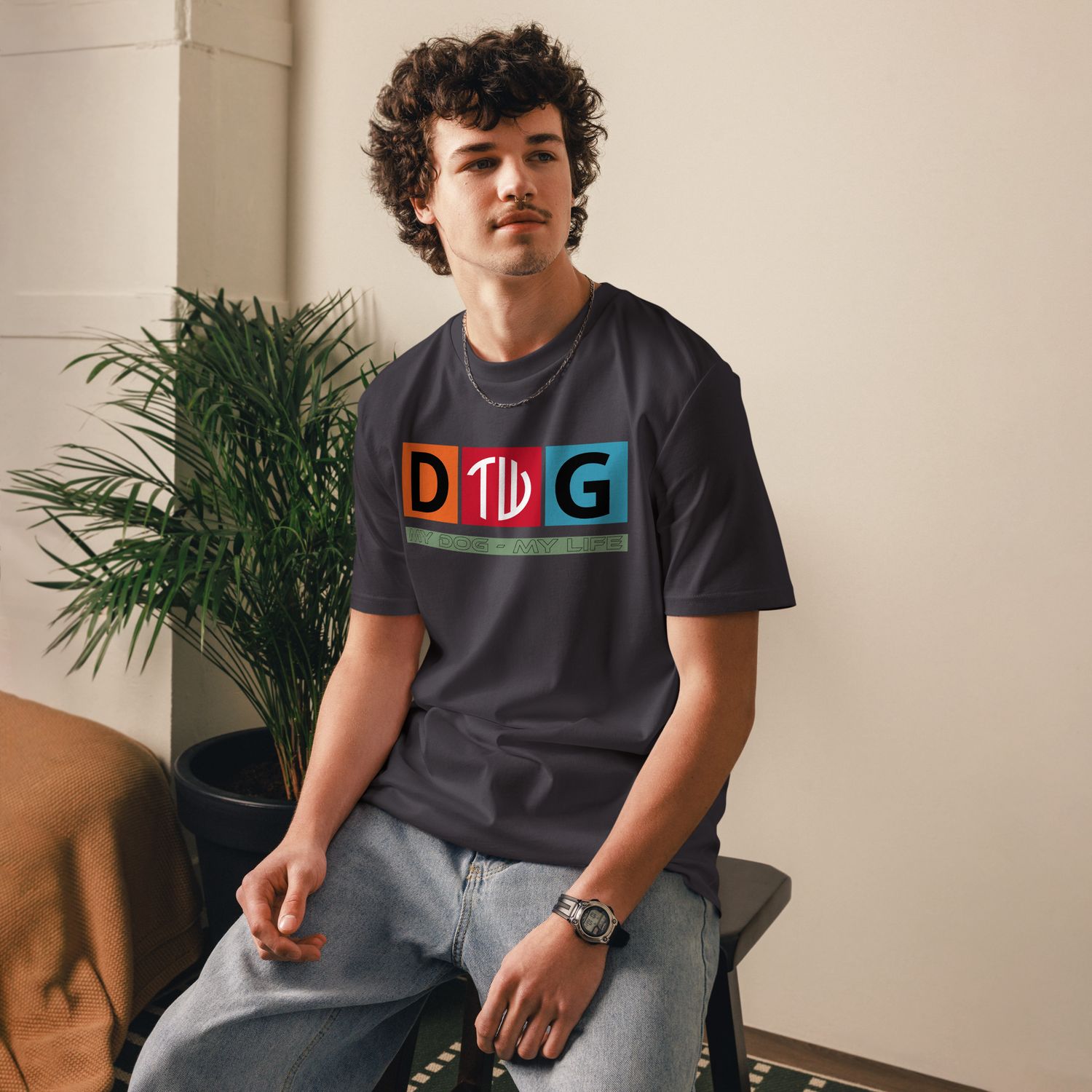 The Wuff® Crazy D.O.G. | Unisex Bio-T-Shirt mit Rippkragen