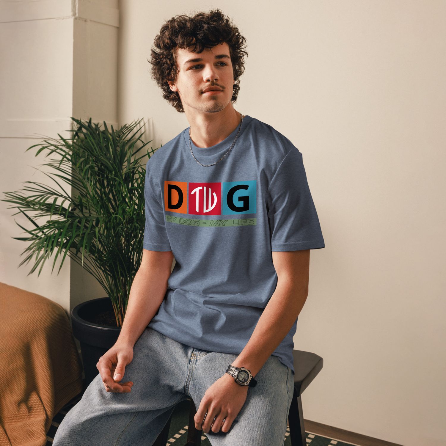 The Wuff® Crazy D.O.G. | Unisex Bio-T-Shirt mit Rippkragen