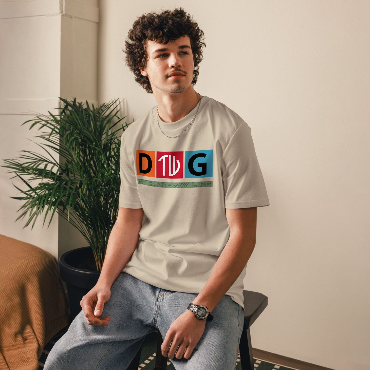 The Wuff® Crazy D.O.G. | Unisex Bio-T-Shirt mit Rippkragen