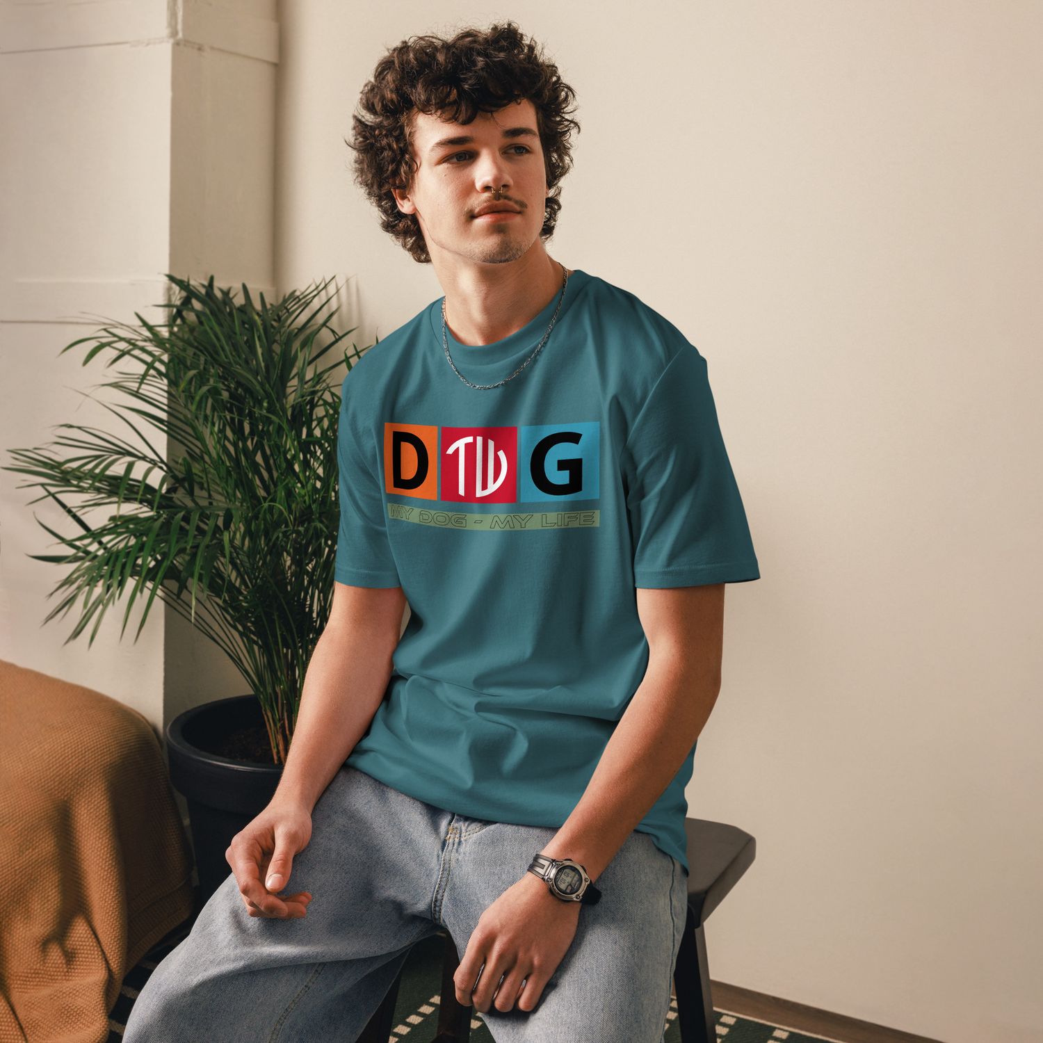 The Wuff® Crazy D.O.G. | Unisex Bio-T-Shirt mit Rippkragen