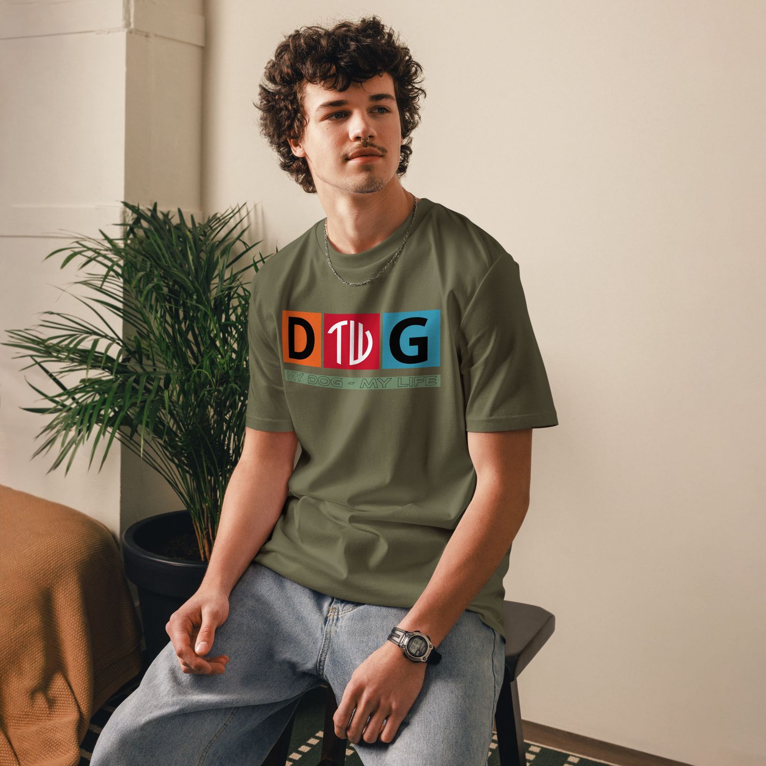The Wuff® Crazy D.O.G. | Unisex Bio-T-Shirt mit Rippkragen