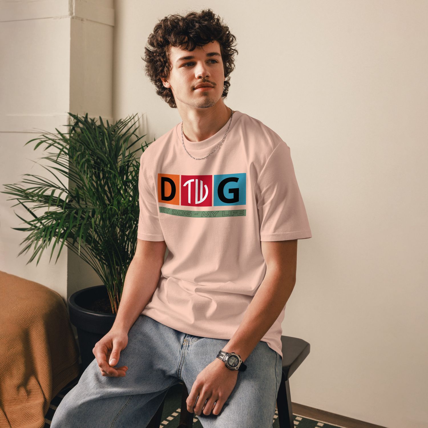 The Wuff® Crazy D.O.G. | Unisex Bio-T-Shirt mit Rippkragen