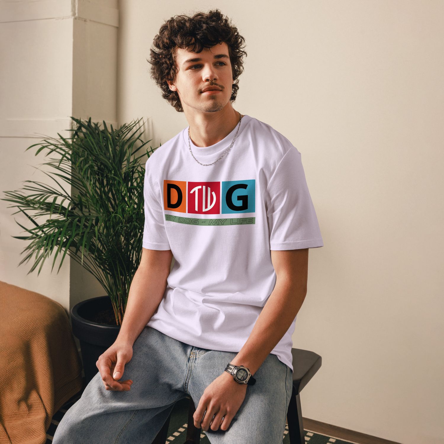 The Wuff® Crazy D.O.G. | Unisex Bio-T-Shirt mit Rippkragen