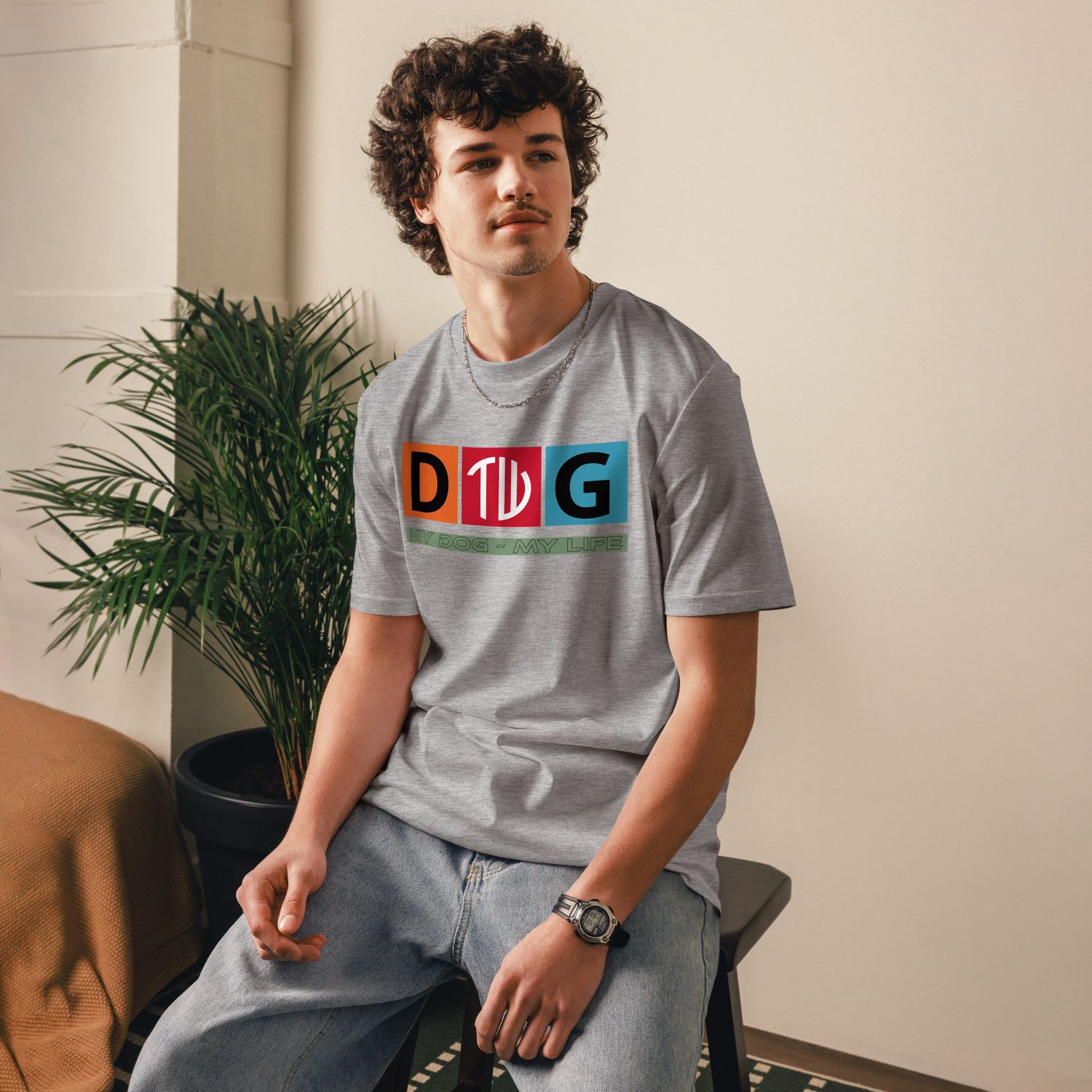 The Wuff® Crazy D.O.G. | Unisex Bio-T-Shirt mit Rippkragen