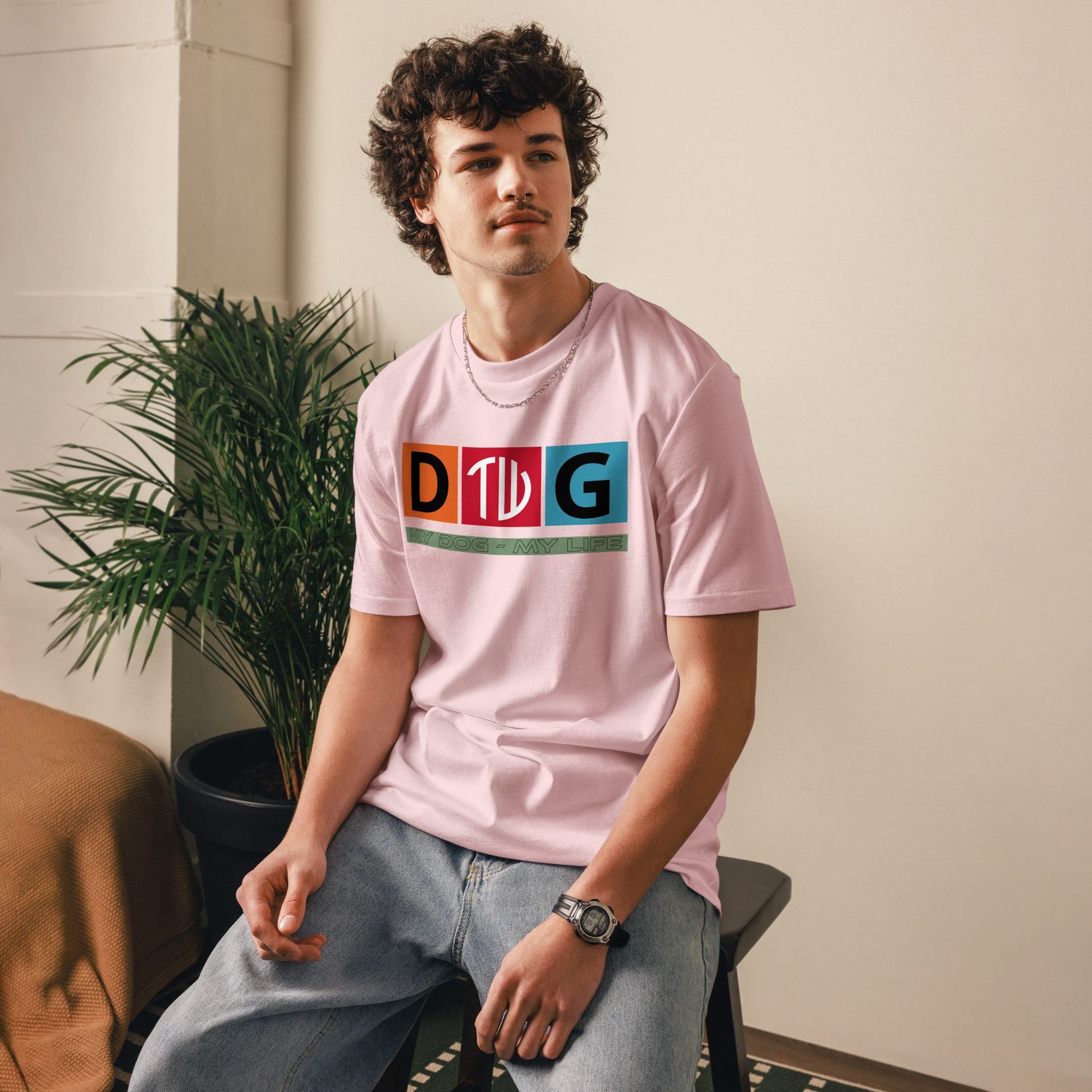The Wuff® Crazy D.O.G. | Unisex Bio-T-Shirt mit Rippkragen
