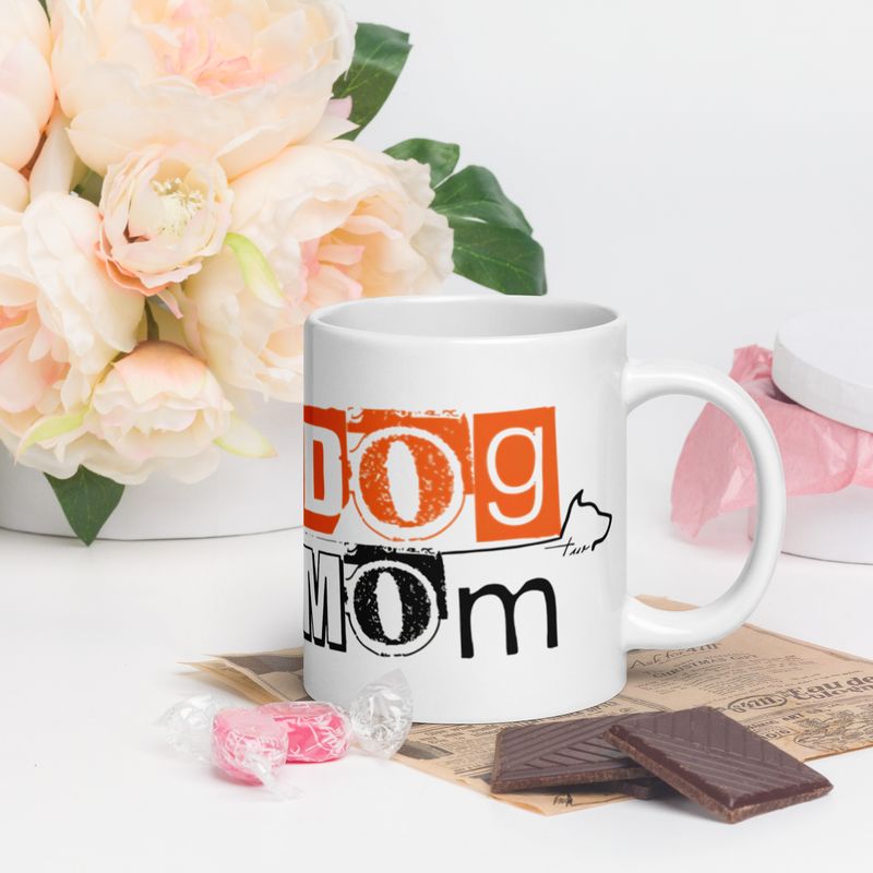 Weiße, glänzende Tasse Orange Edition