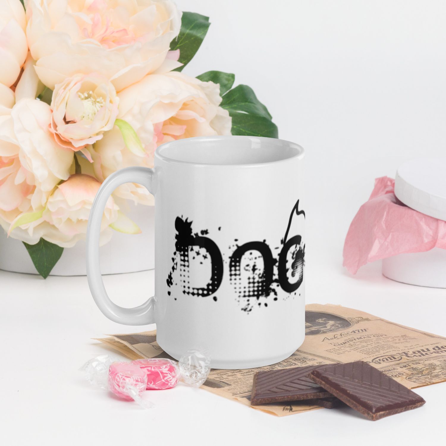 Weiße, glänzende Tasse Flamingo Edition